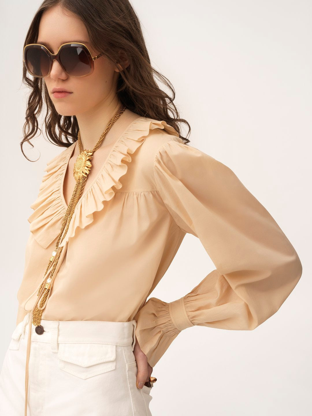 CHLOÉ Gathered Ruffle Mini Top