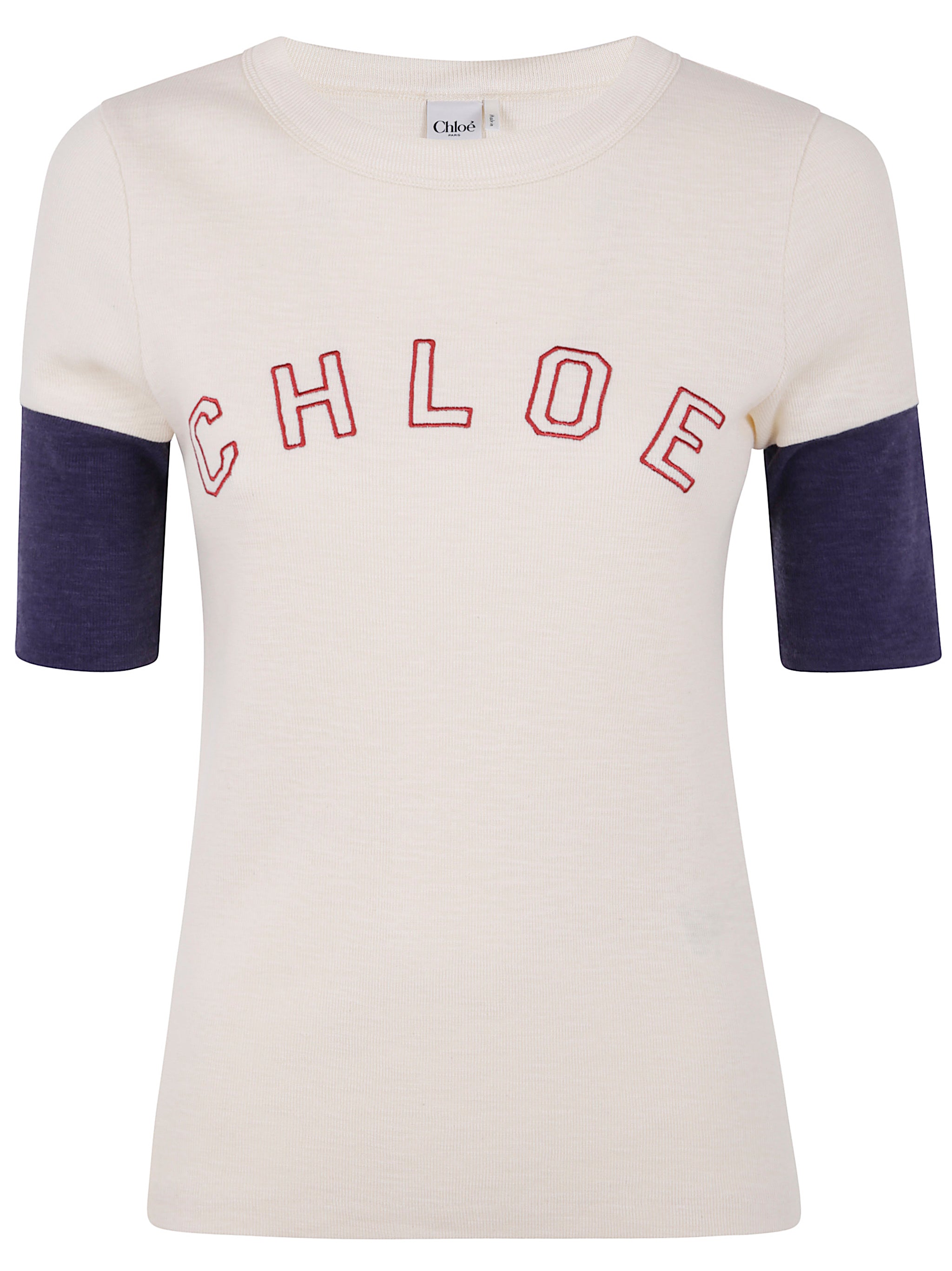 CHLOÉ Ribbed Embroidered Logo Top for Women