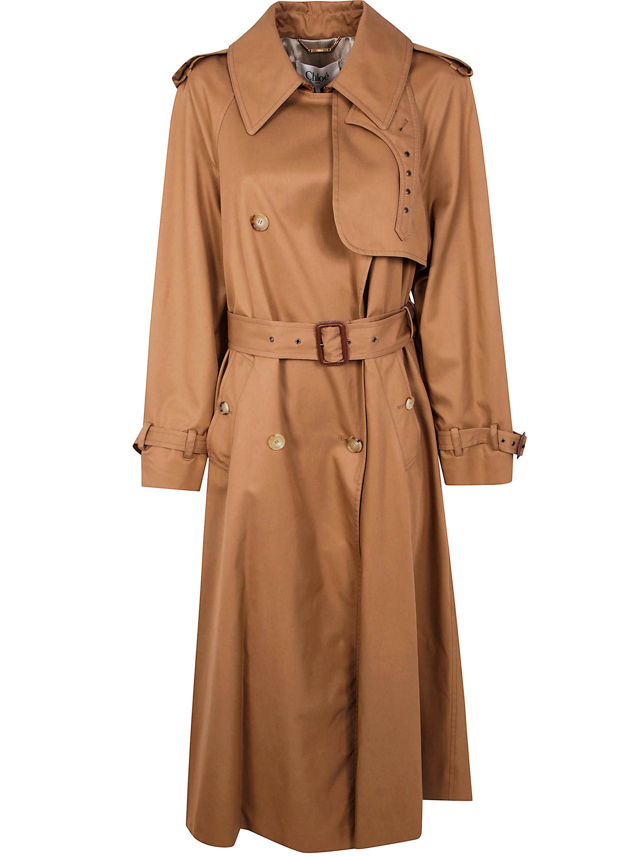 CHLOÉ Double-Breasted Cotton Gabardine Trench Jacket