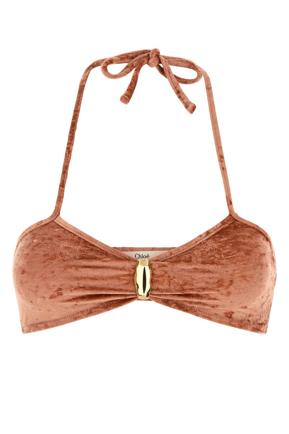 CHLOÉ Stretch Velvet Bikini Top