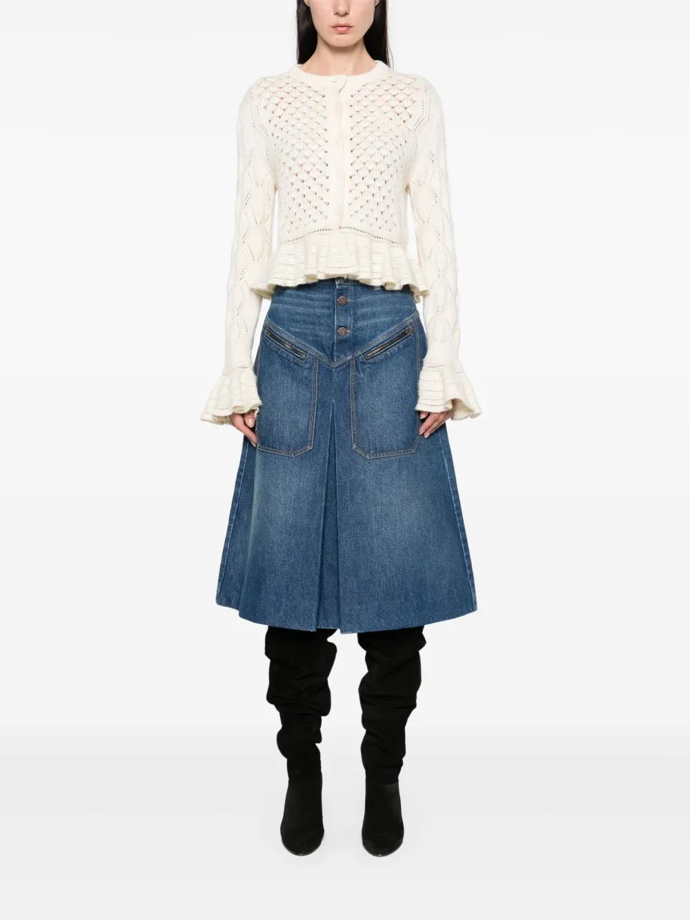 CHLOÉ Cotton Blend Cardigan with Ruffled Detailing