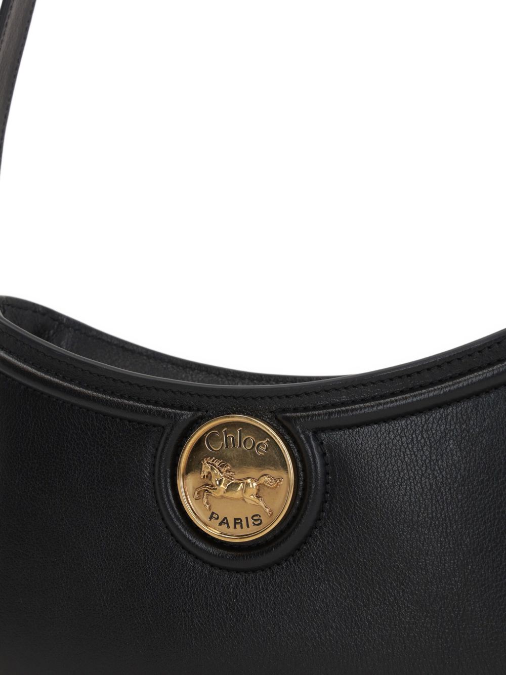 CHLOÉ Buffalo Leather Horse Medal Shoulder Handbag