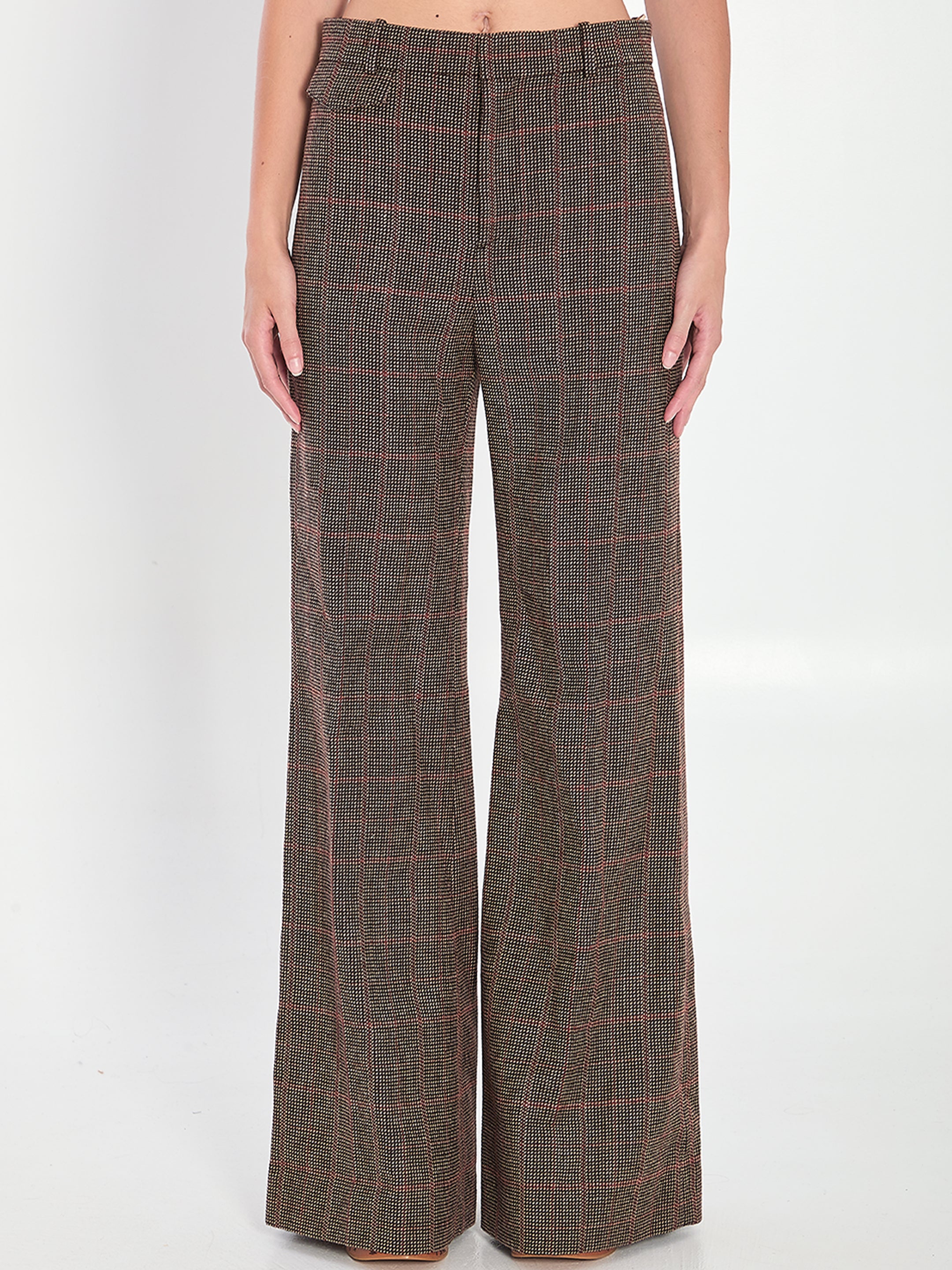 CHLOÉ Flared Trousers in Check Motif