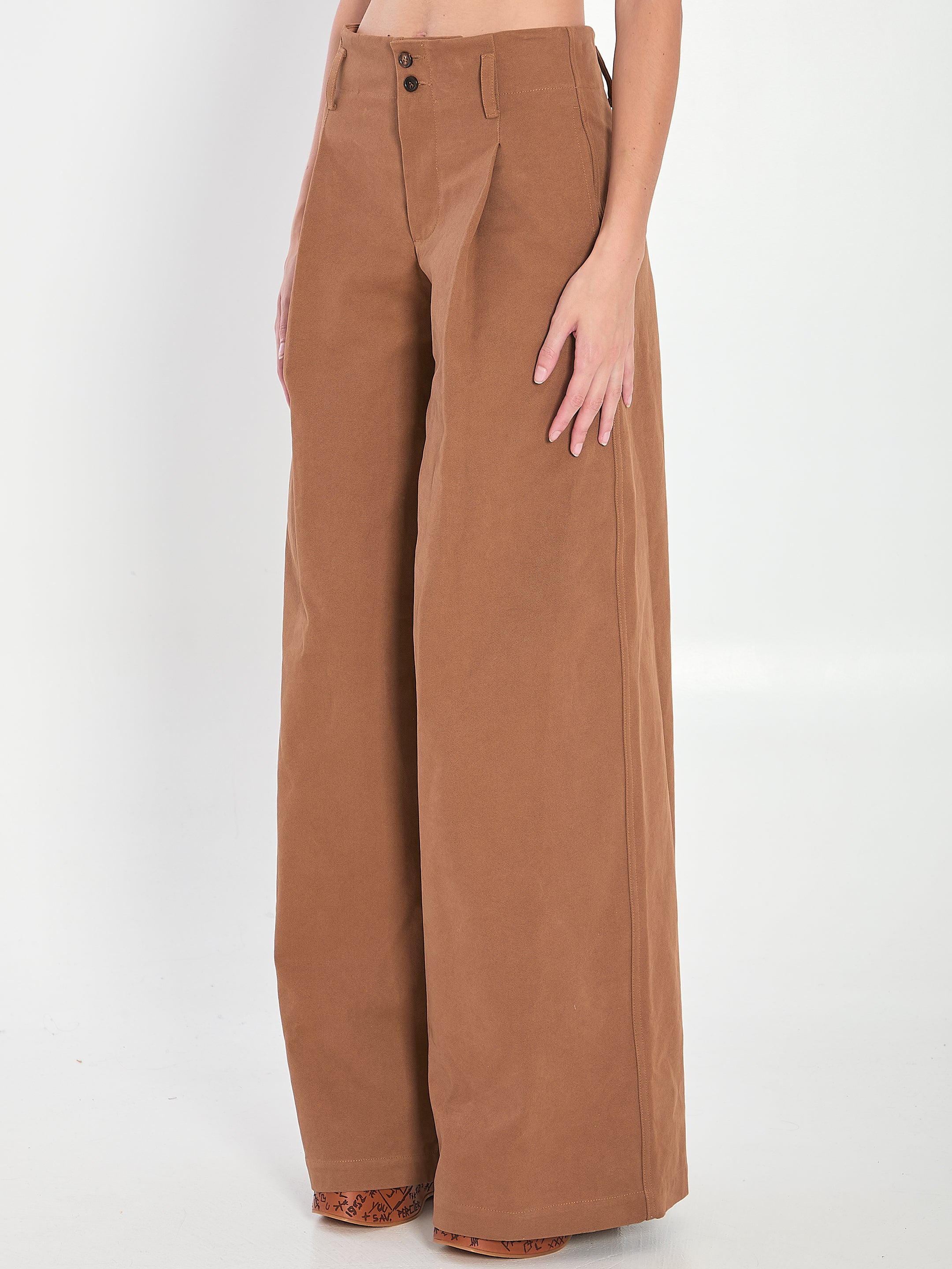 CHLOÉ Wide-Leg Cotton Pants for Women - FW25 Collection
