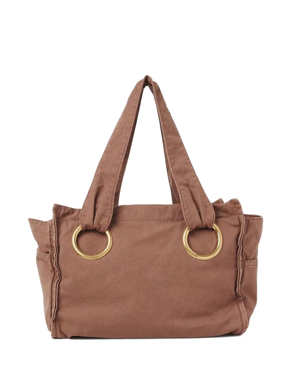 CHLOÉ Oversized Tote Handbag with Signature Logo - 32 cm x 39 cm