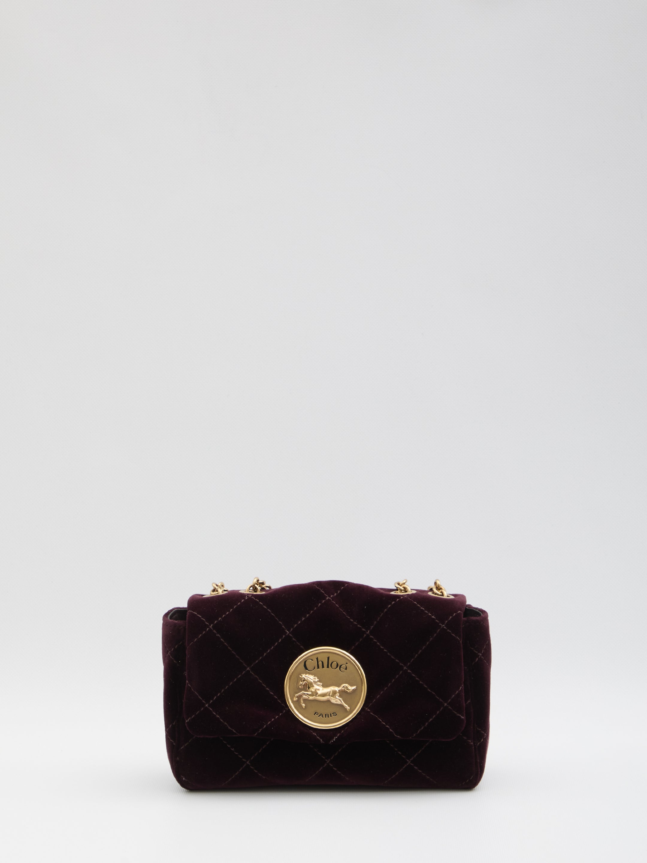 CHLOÉ Mini Quilted Velvet Crossbody Handbag