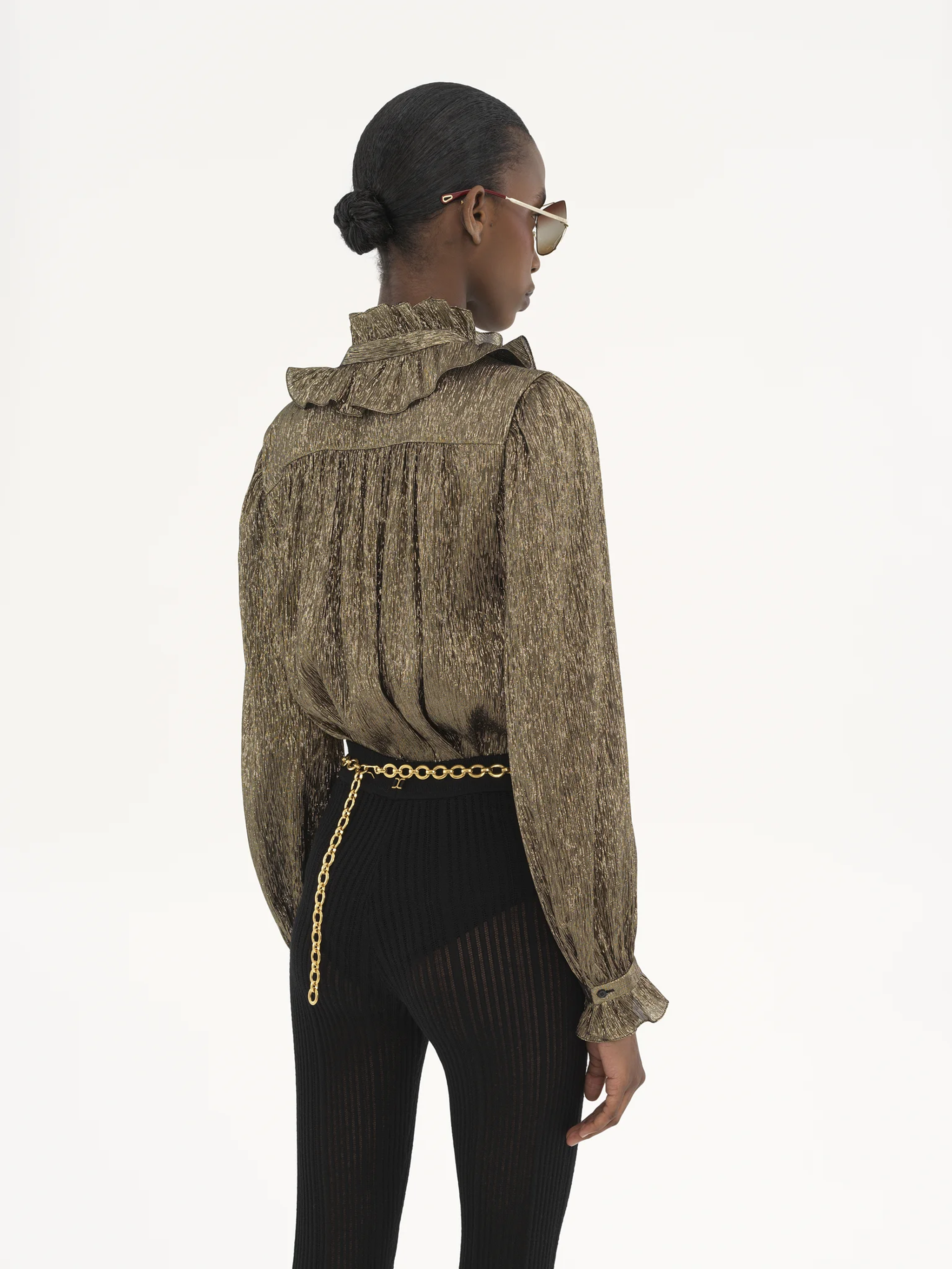 CHLOÉ Flowing Blouse with Metallic Silk Detail - Size 36