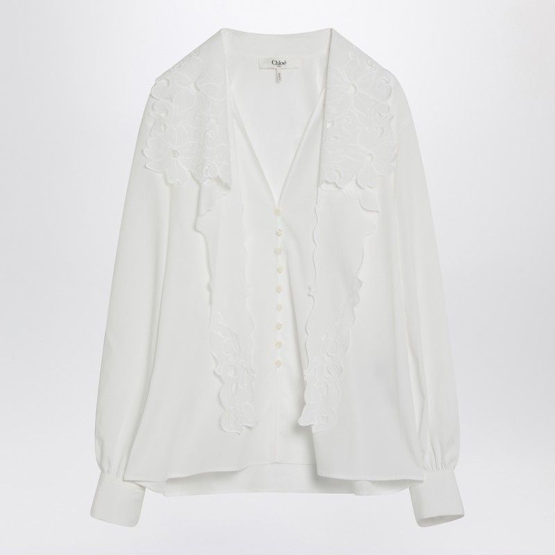 CHLOÉ Embroidered Bow Tie Women's Shirt