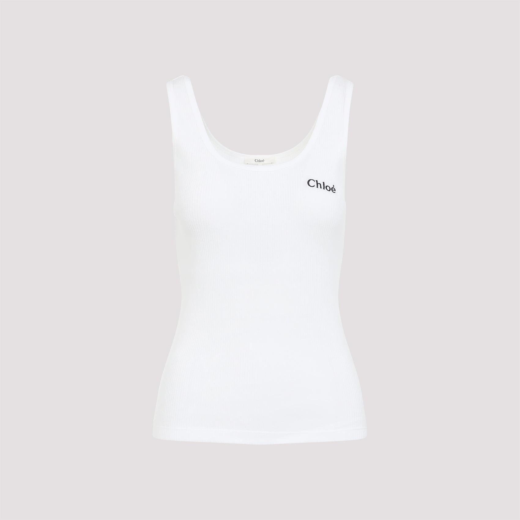 CHLOÉ Ribbed Tank Top with Logo