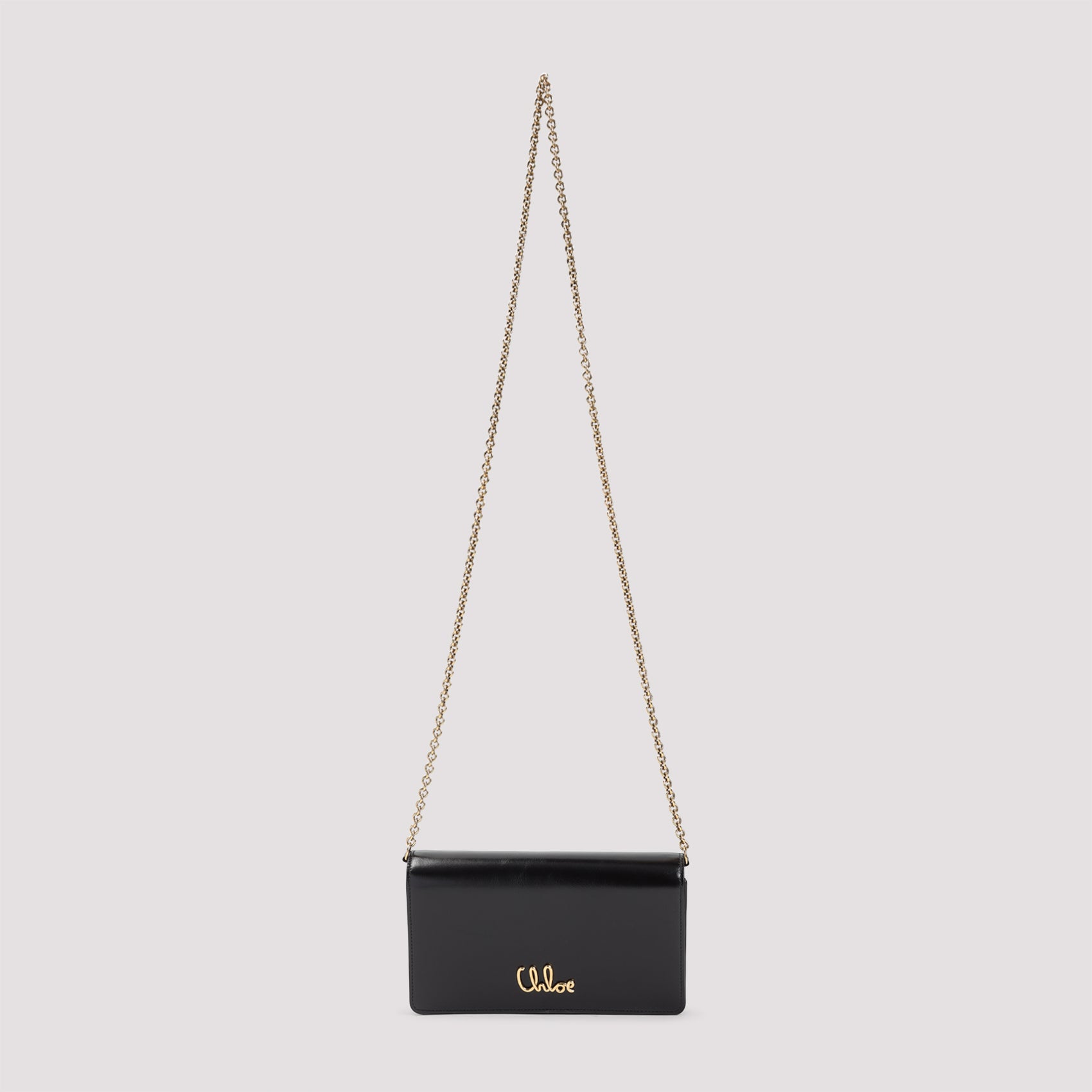 CHLOÉ Iconic Leather Clutch with Chain-Link Strap