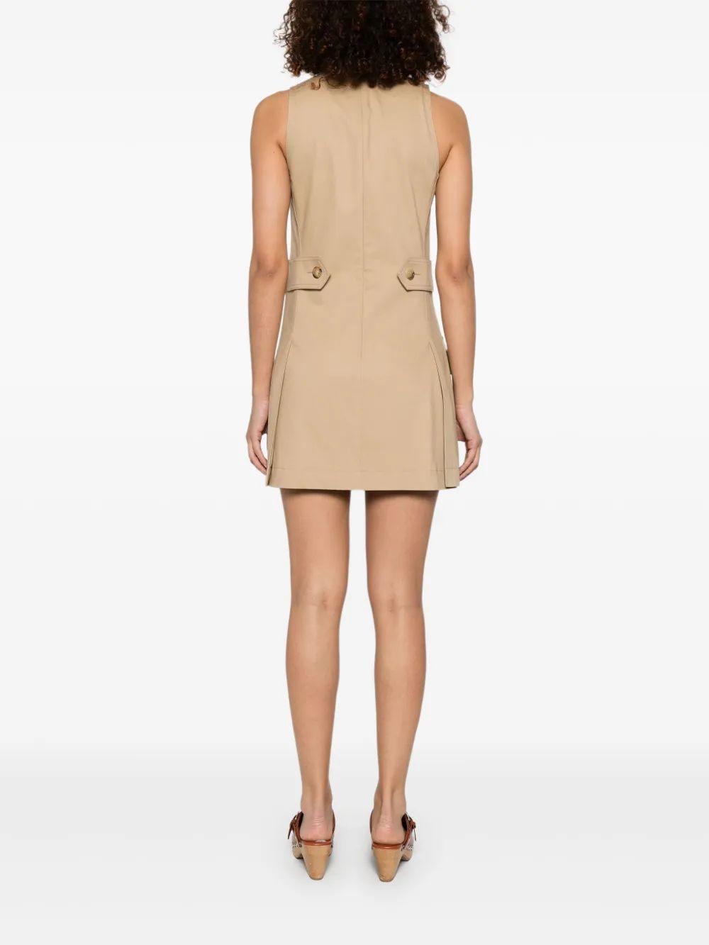 CHLOÉ Cotton Satin Mini Dress with Front Laces and Double Slit