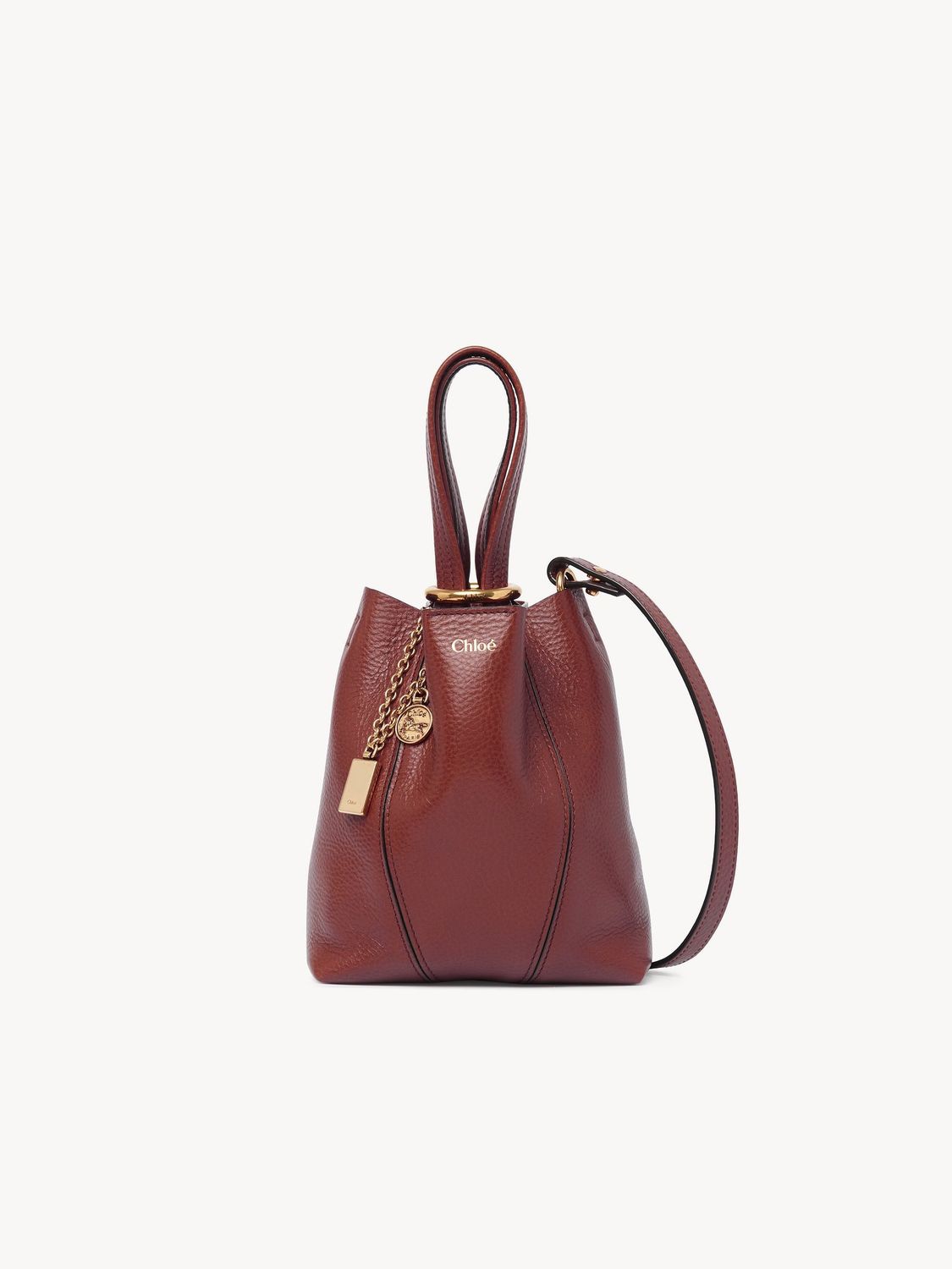 CHLOÉ Mini Spin Tote Handbag in Grained Leather