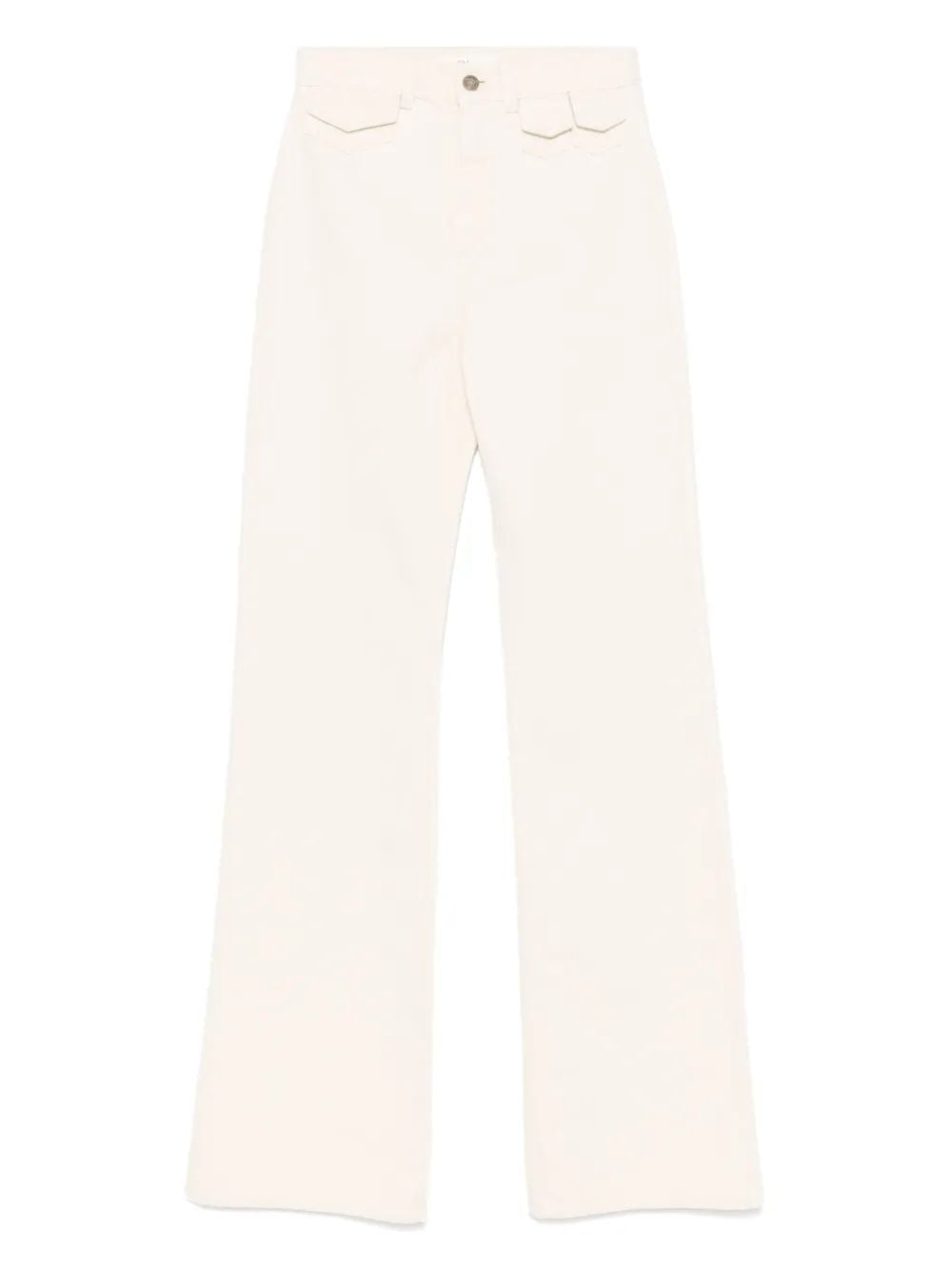 CHLOÉ Natural Jean Pants with Leather Label for Women
