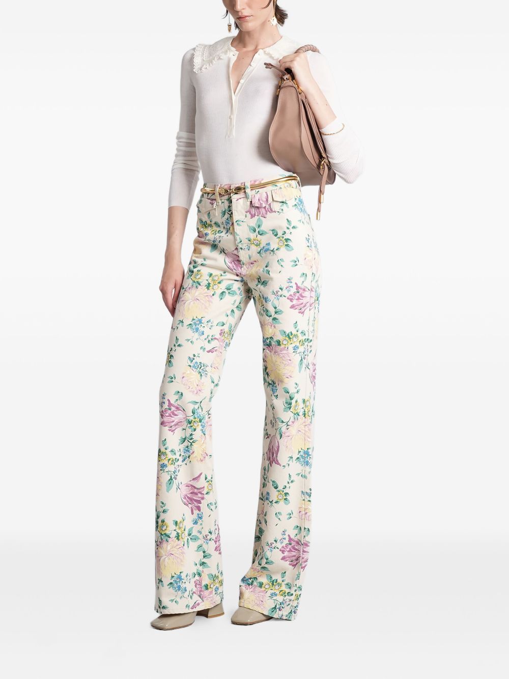 CHLOÉ Floral Printed Wide-Leg Jeans for Women