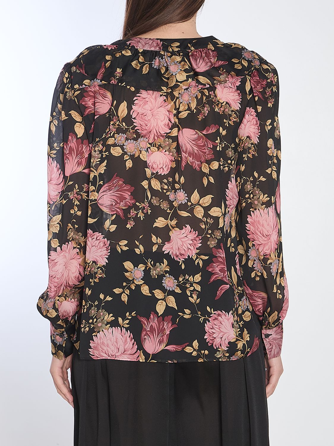 CHLOÉ Ruffled Blouse with Peony Print - Size 36