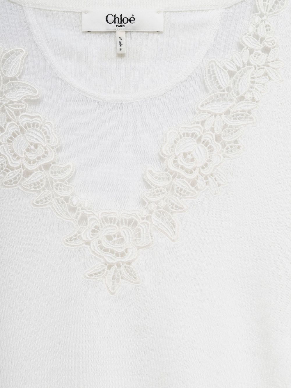 CHLOÉ Wool Knit Top with Lace Guipure
