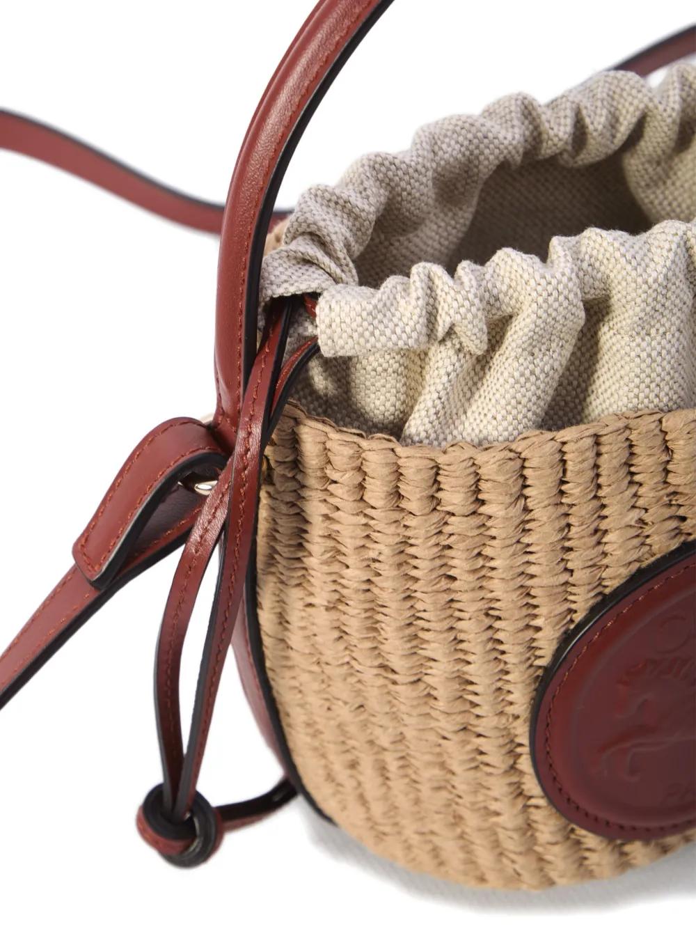 CHLOÉ Raffia Horse Medal Bucket Handbag