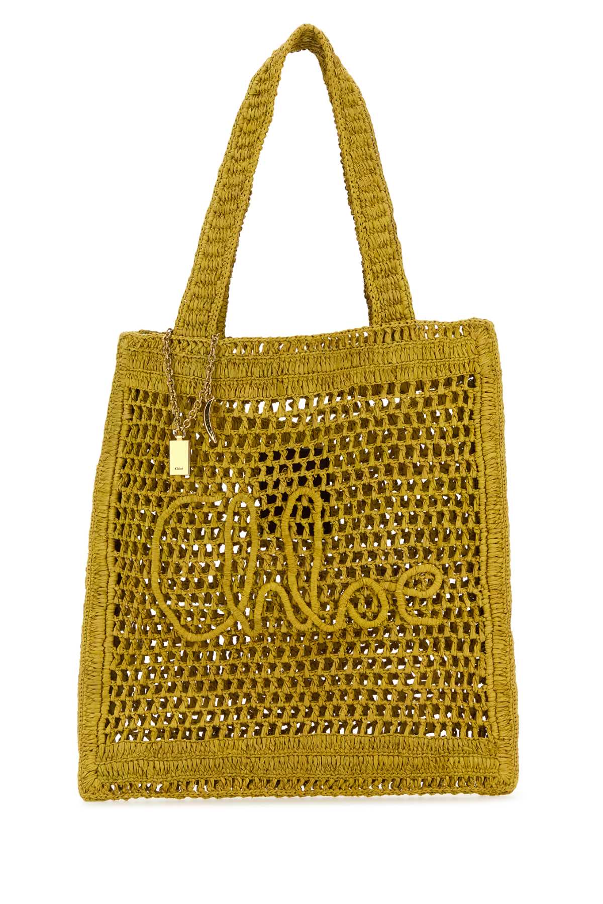 CHLOÉ Raffia Estate Banana Shopping Handbag