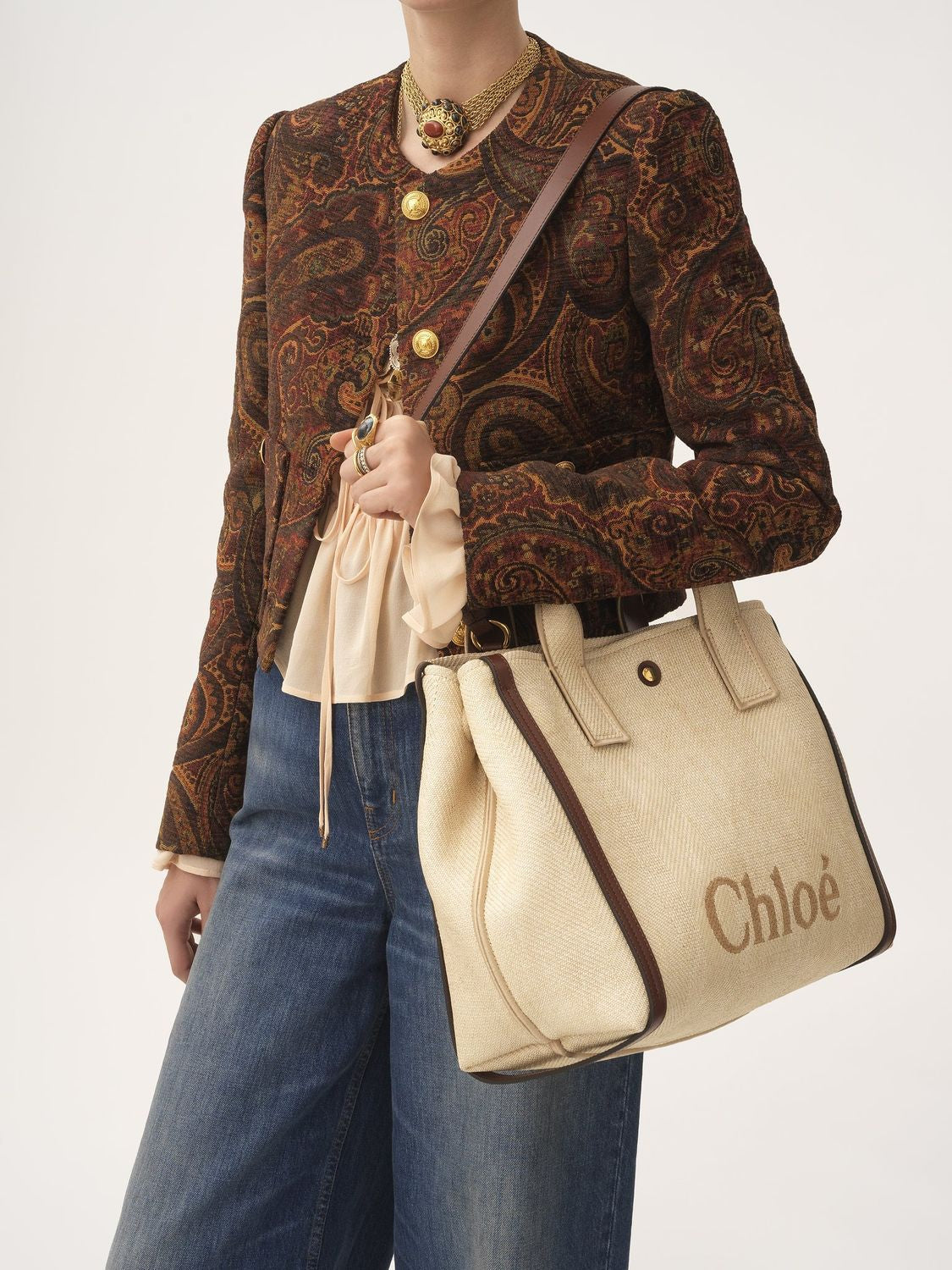 CHLOÉ Medium Fabric Carry Shopping Handbag