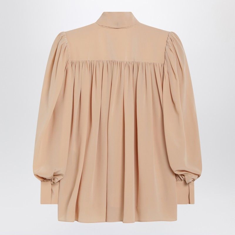 CHLOÉ Ruched Blouse with Lavallière Tie - Women's