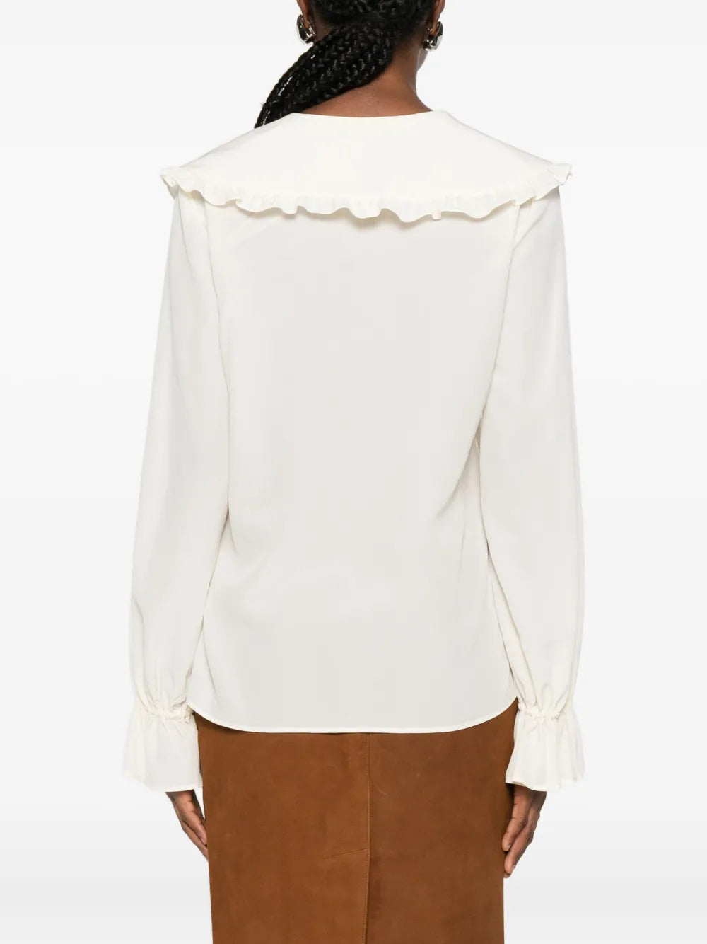 CHLOÉ Women's Long-Sleeved Mini Top with Gathered Ruffles