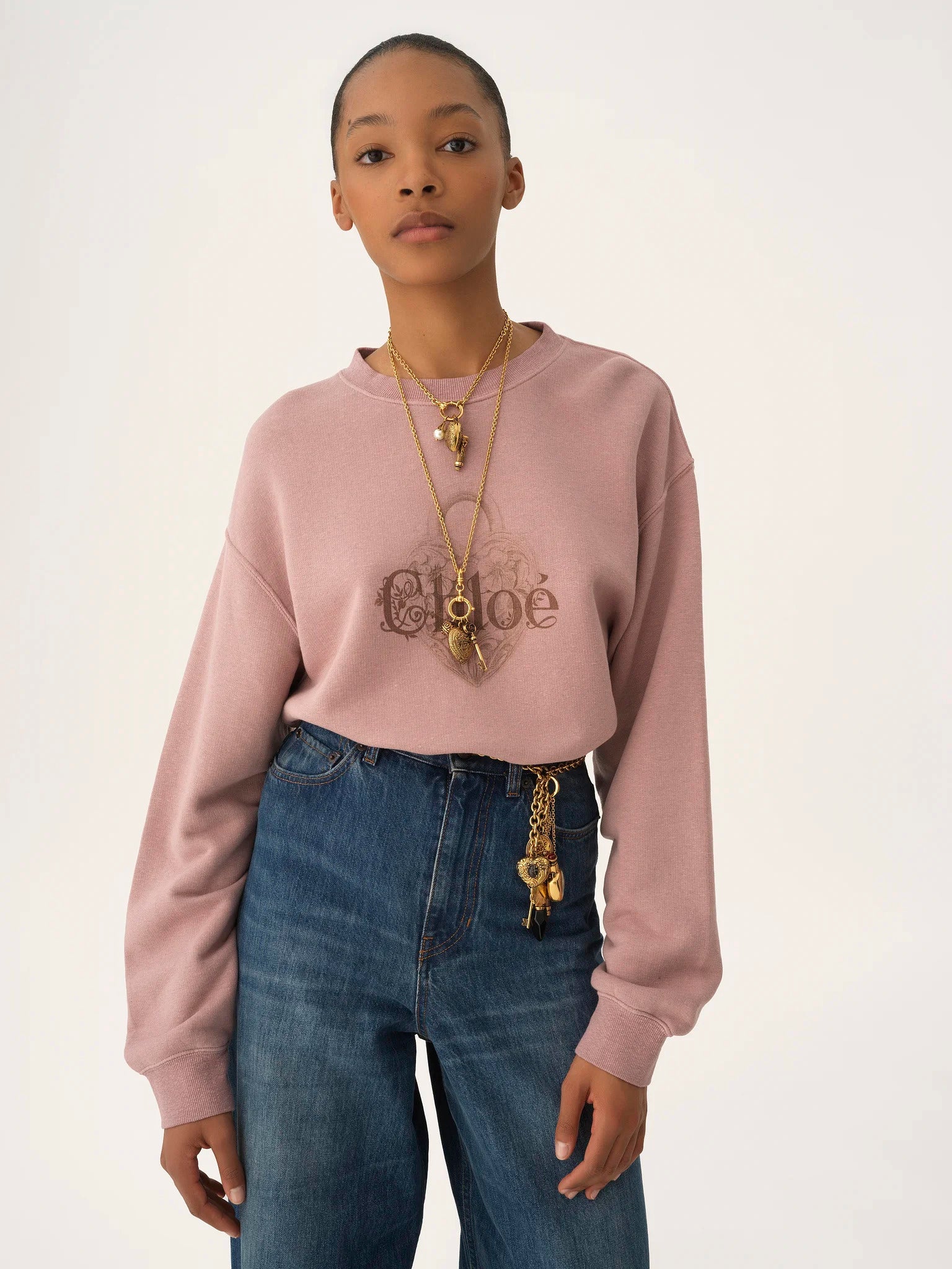 CHLOÉ Oversized Logo Heart-Lock Sweater - Size S