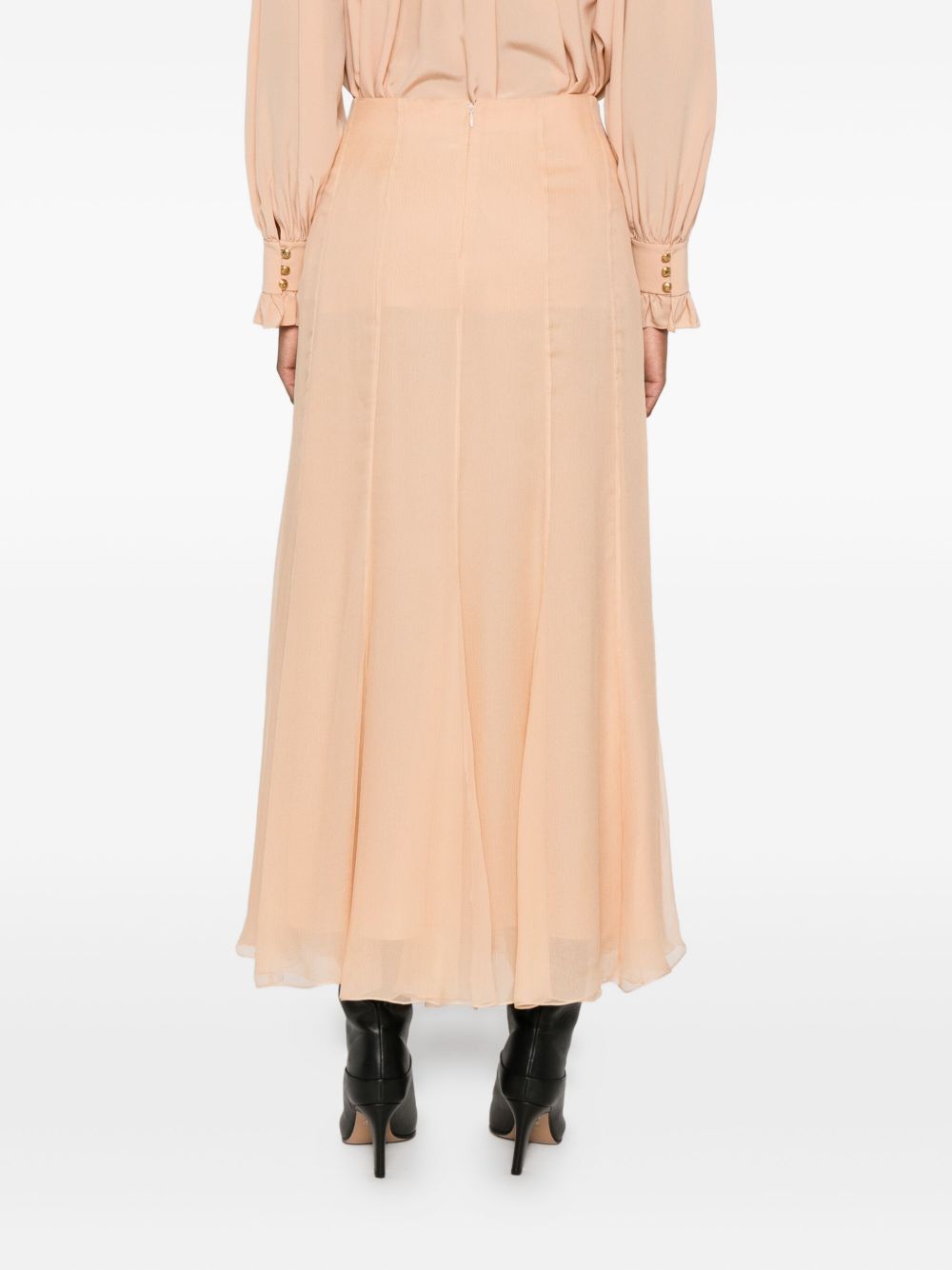 CHLOÉ Silk Long Skirt with Pleated Detailing - High Waisted A-Line