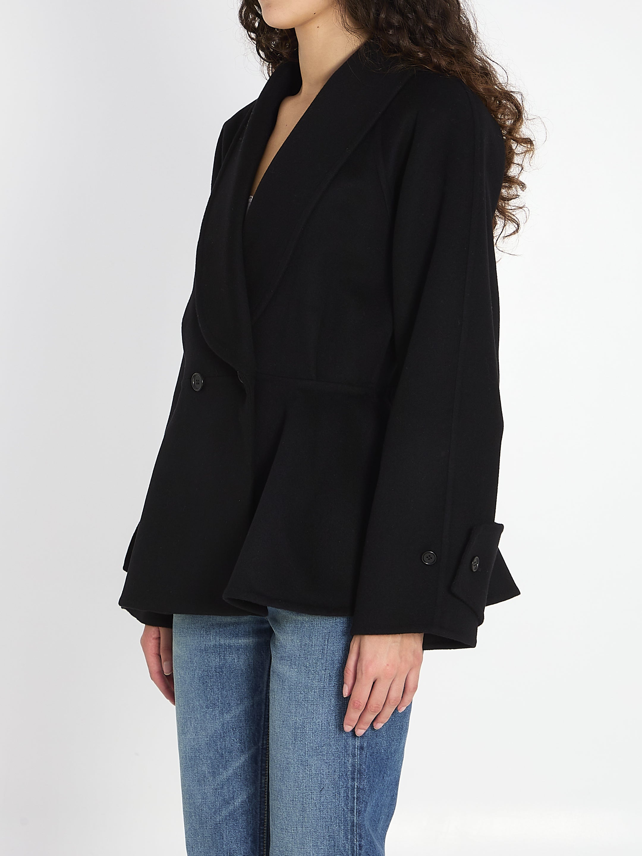 CHLOÉ Mini Ruffled Short Jacket with Scarf Collar - Regular Fit
