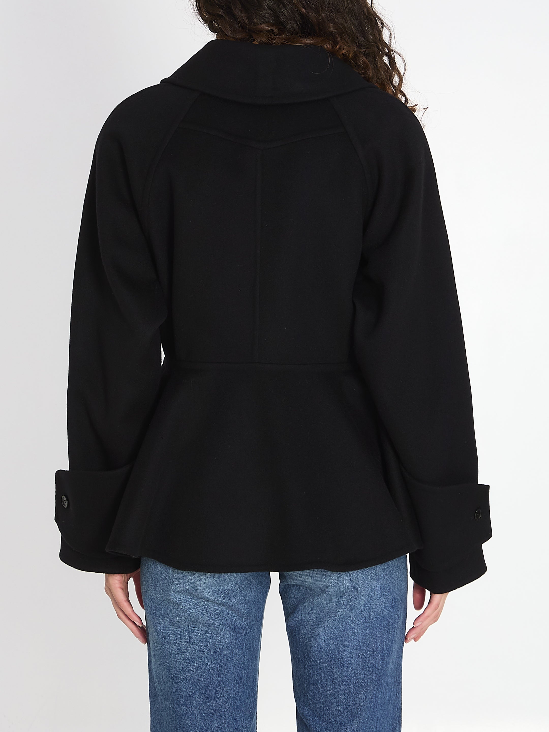 CHLOÉ Mini Ruffled Short Jacket with Scarf Collar - Regular Fit
