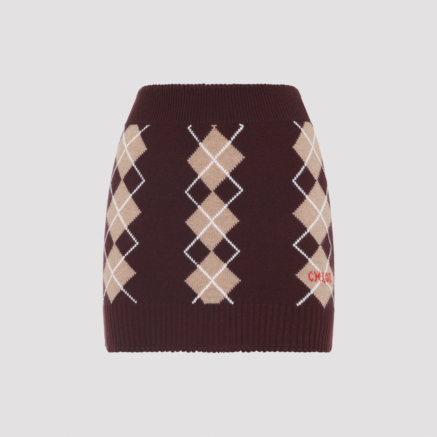 CHLOÉ Argyle Pattern Wool Cashmere Mini Skirt