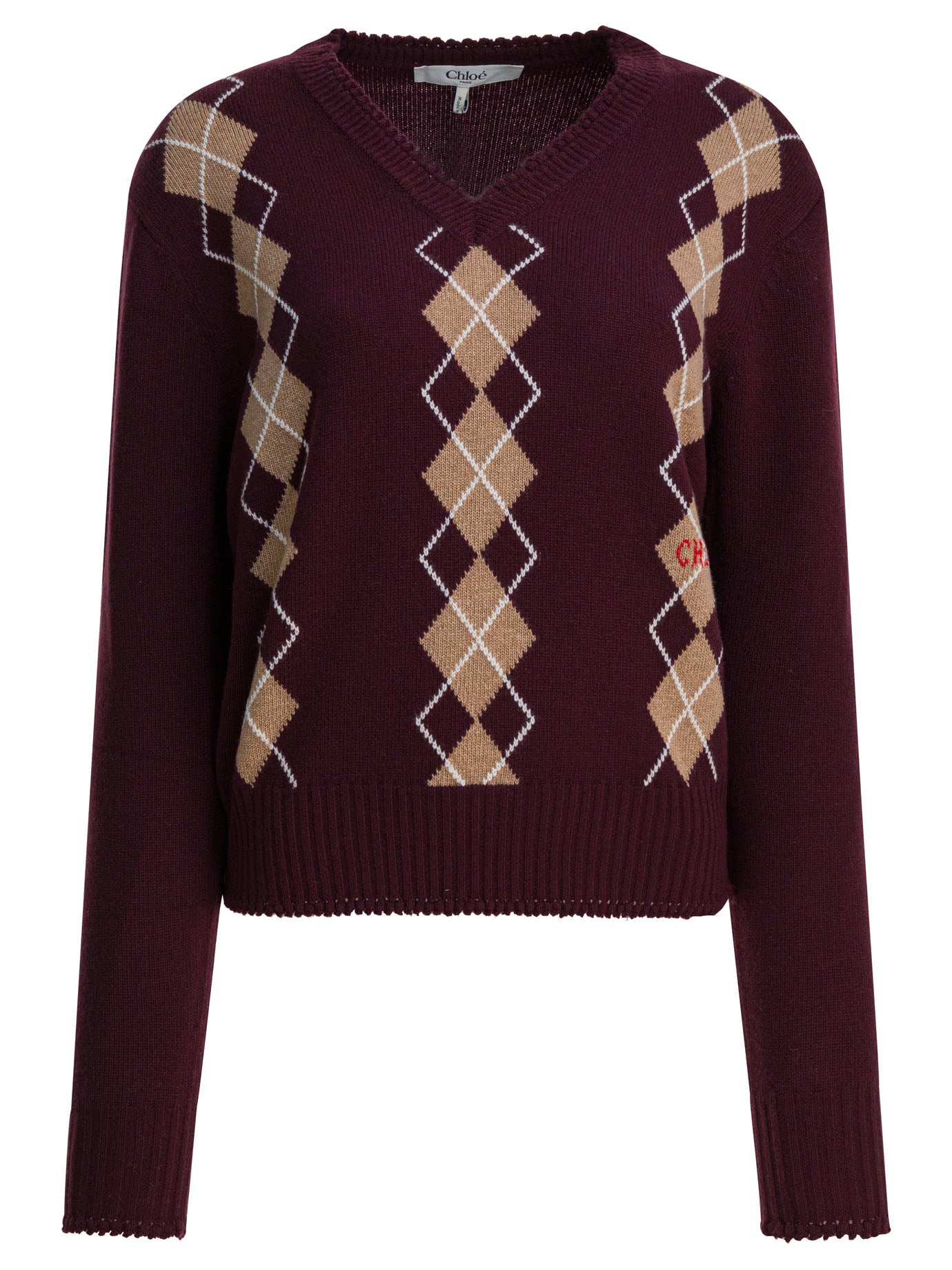 CHLOÉ V-Neck Cashmere Blend Sweater