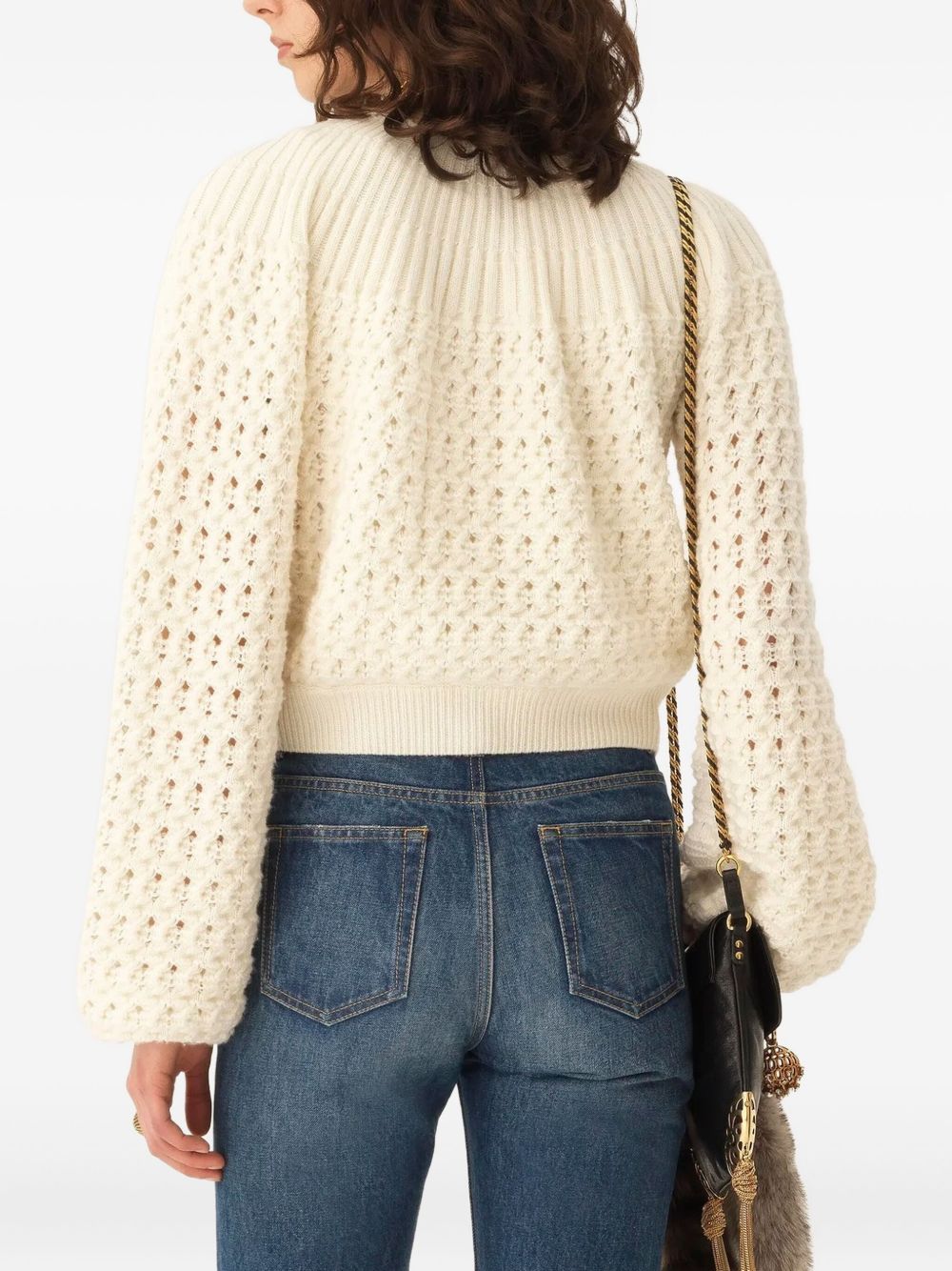 CHLOÉ Chic Round-Neck Cardigan with Generous Sleeves - Size S
