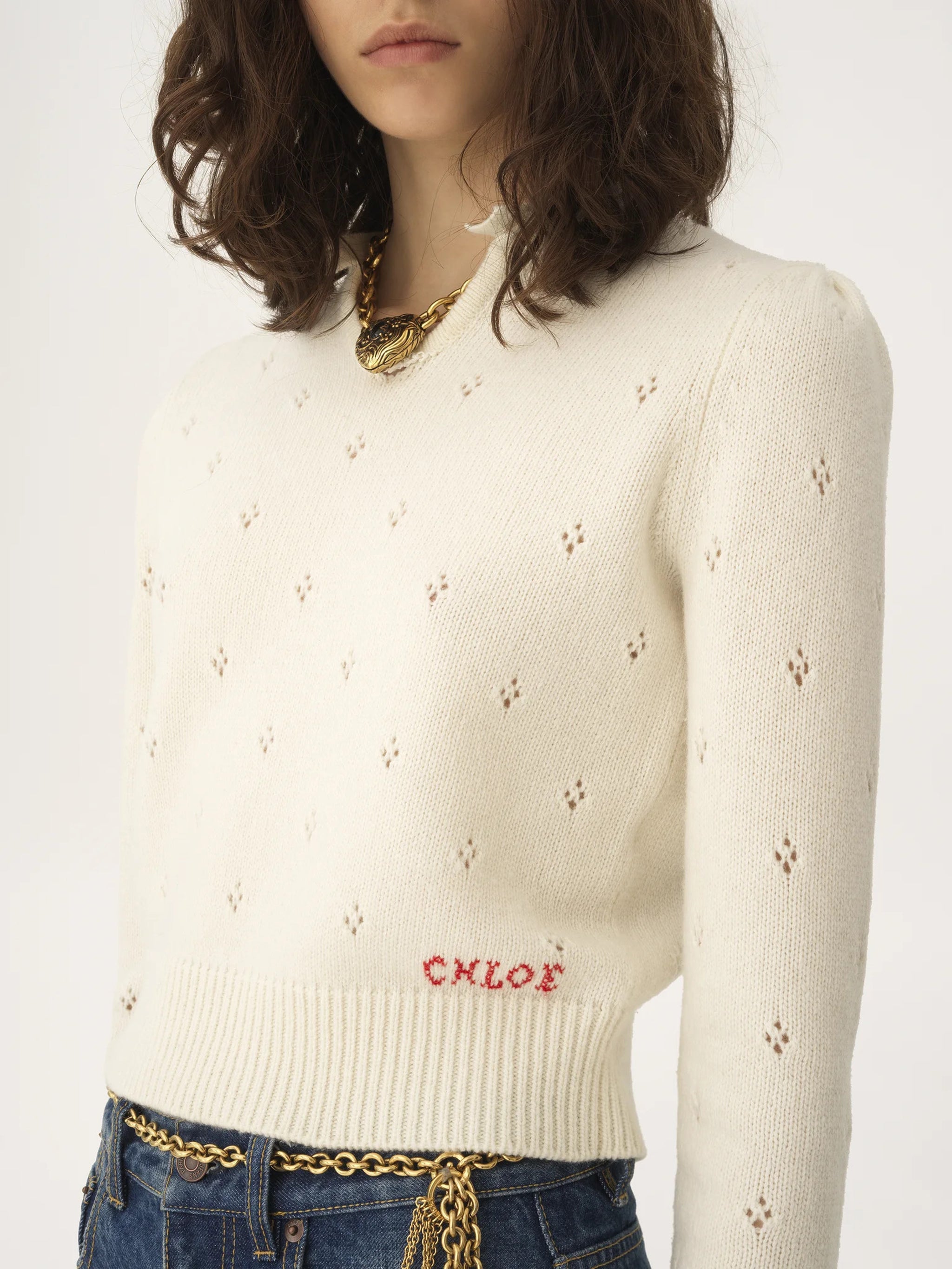CHLOÉ Fitted Cropped Wool and Cashmere Sweater (S)