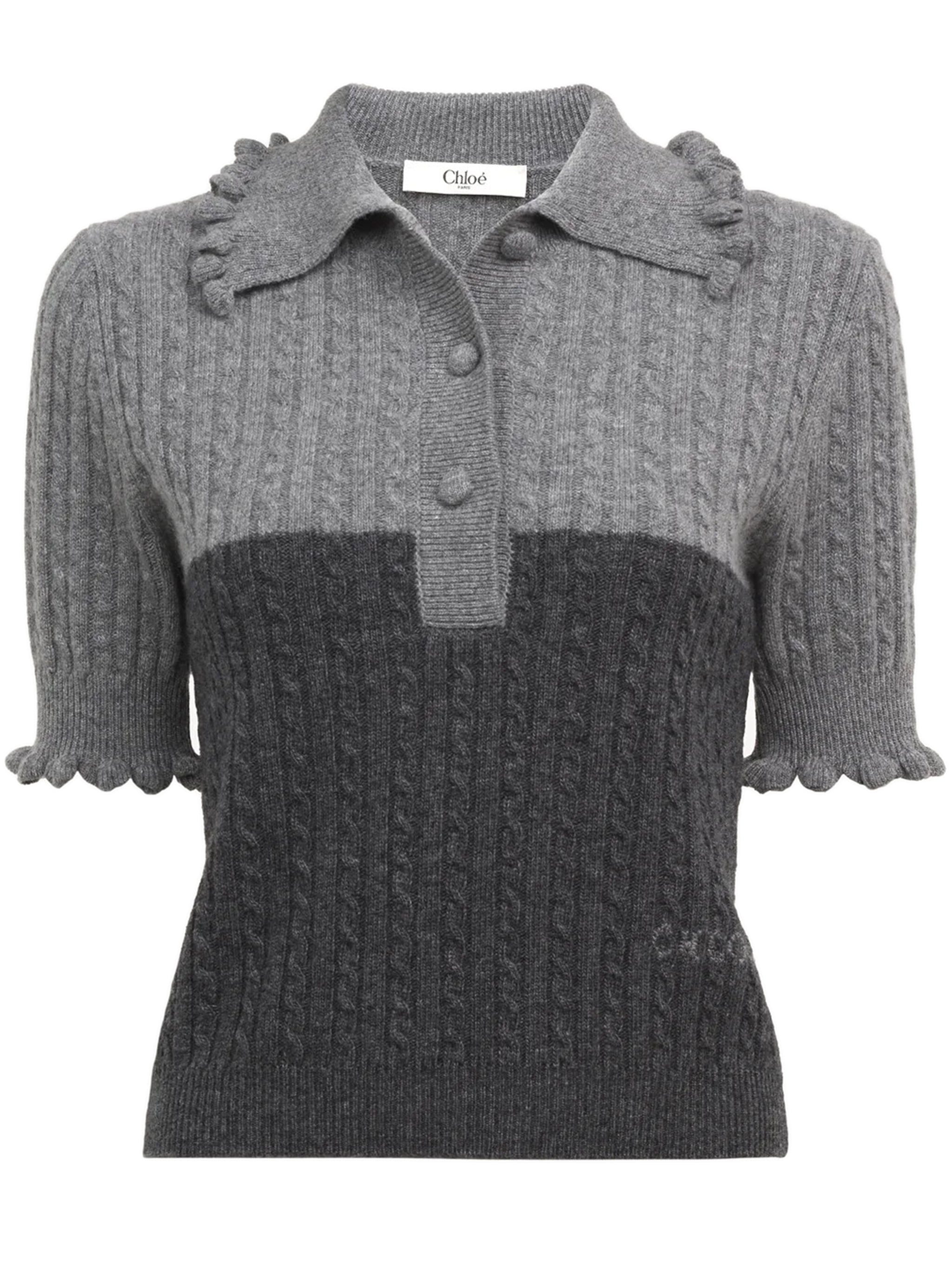 CHLOÉ Fitted Mini Polo-Style Knit Top