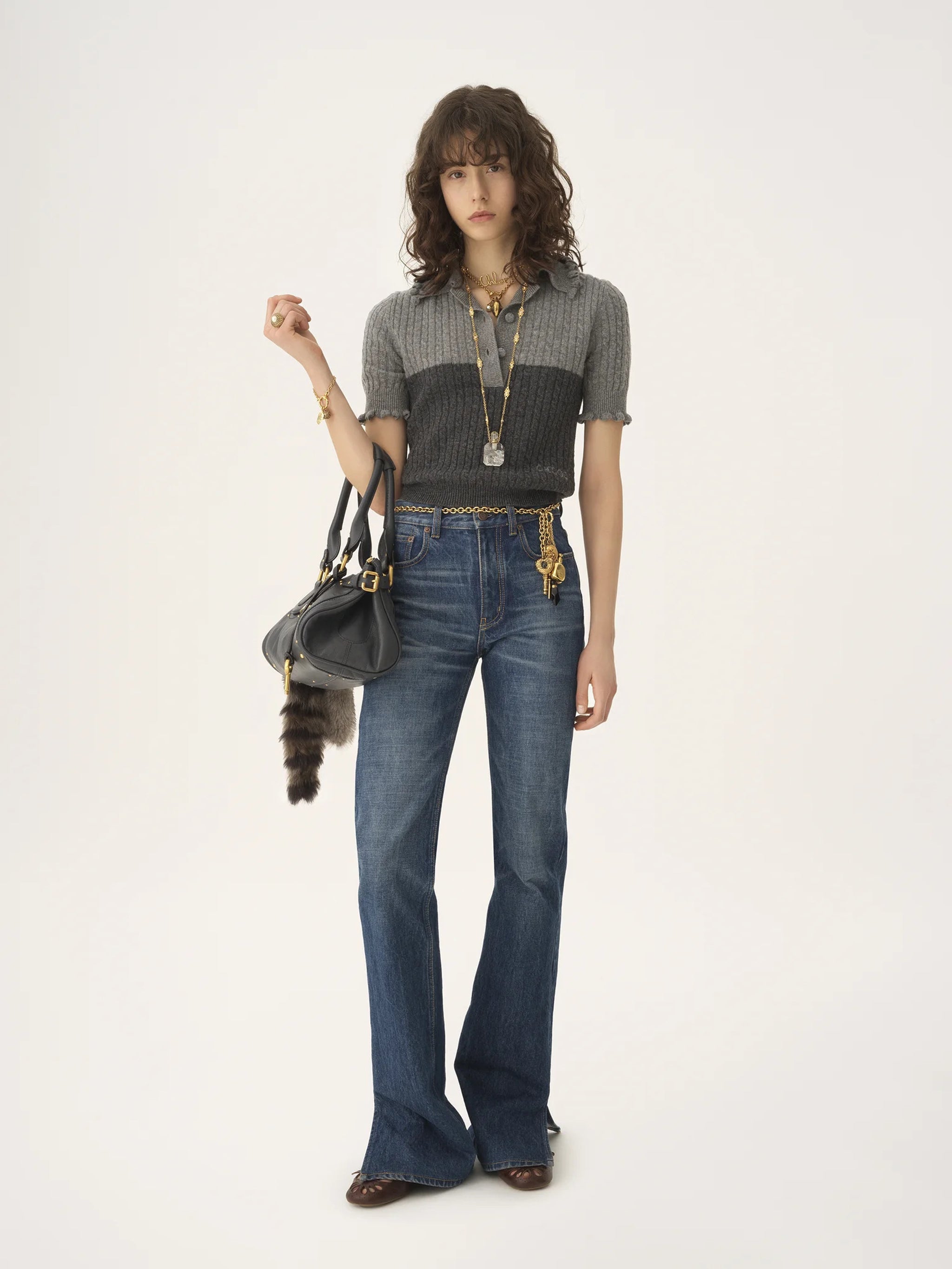 CHLOÉ Fitted Mini Polo-Style Knit Top