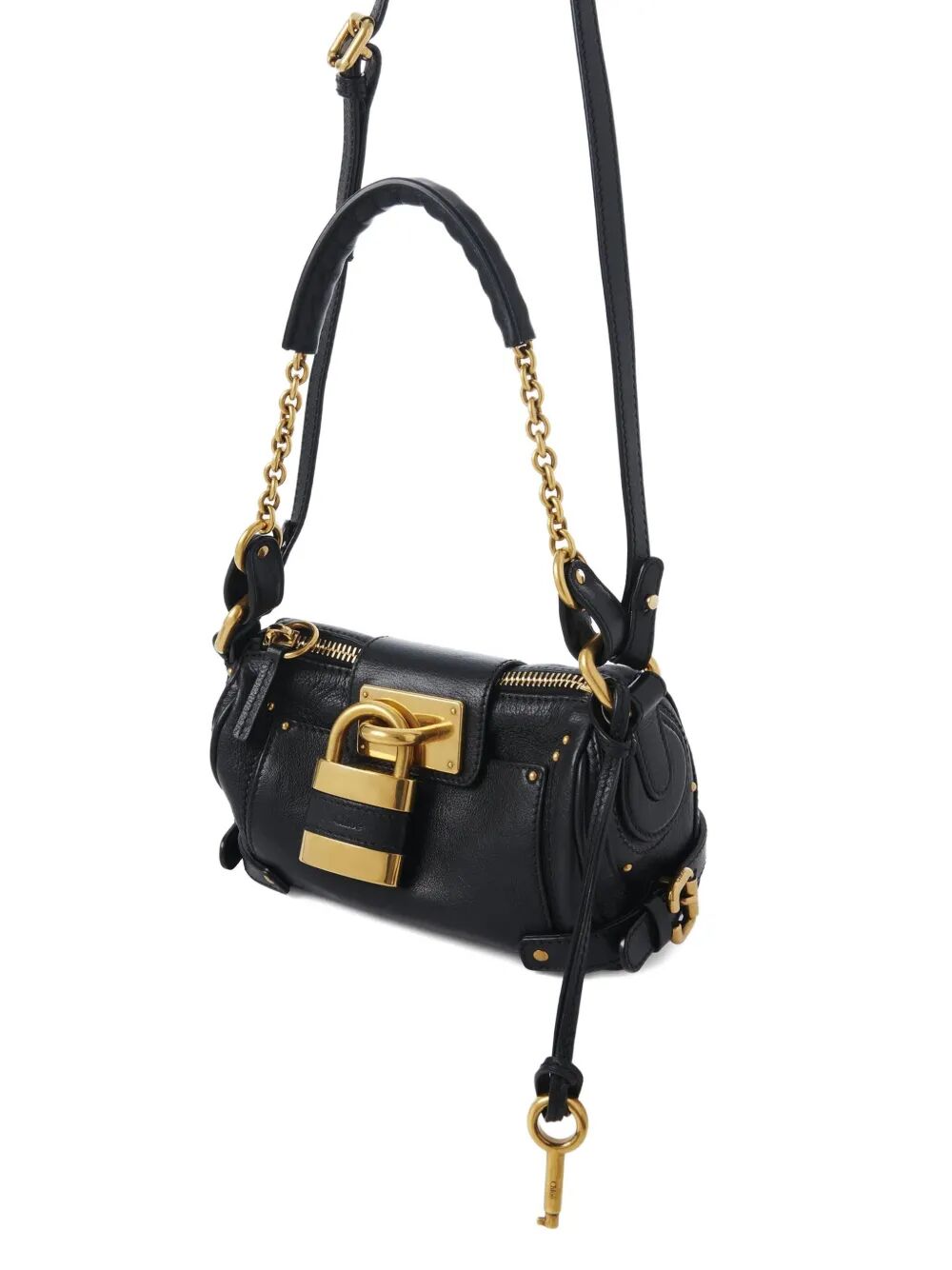 CHLOÉ Mini Grained Leather Chain Handbag - 22 x 15 x 10 CM