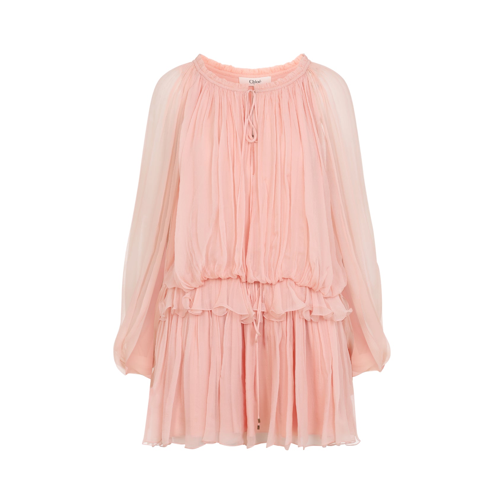 CHLOÉ Elegant Silk Mini Dress with Ruffled Details