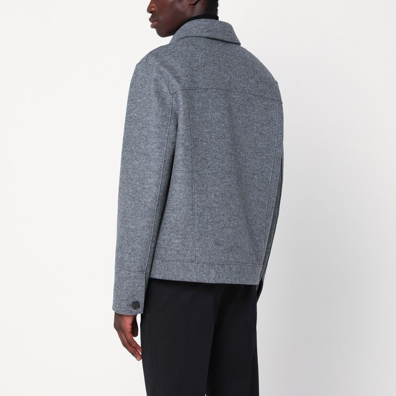 HARRIS WHARF LONDON Men's Light Grey Wool Jacket