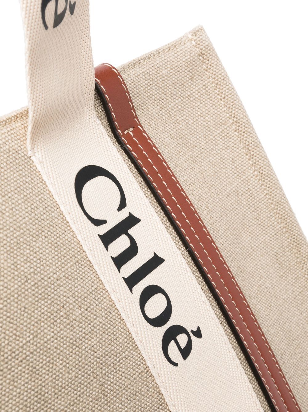 CHLOÉ Medium Canvas Handbag with Leather Accents