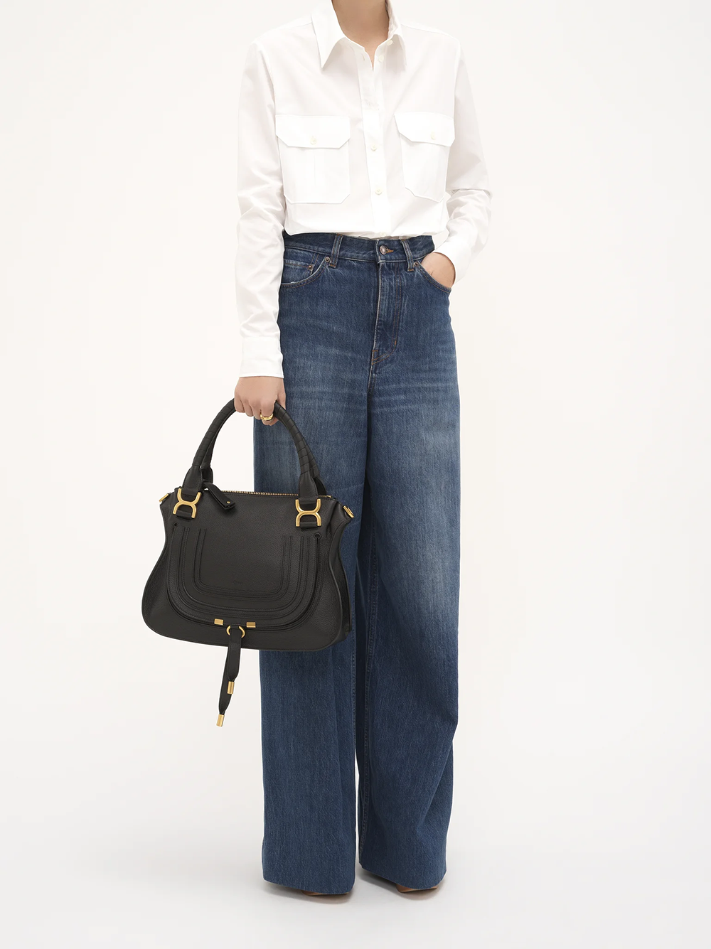 CHLOÉ Mini Handbag with Antique Gold Finish - Large Compartment