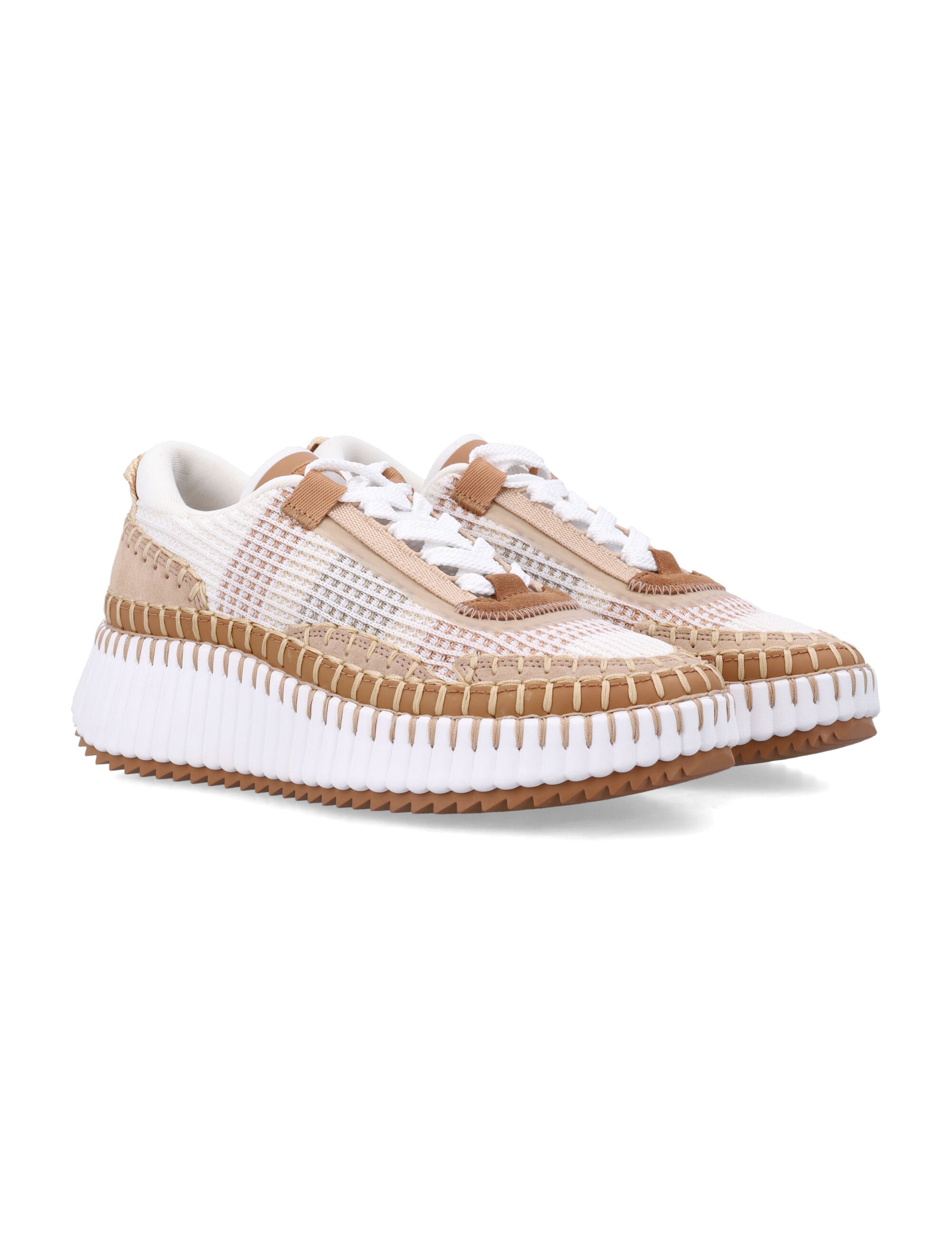 CHLOÉ Artisanal Women's Sneaker in Mesh and Suede