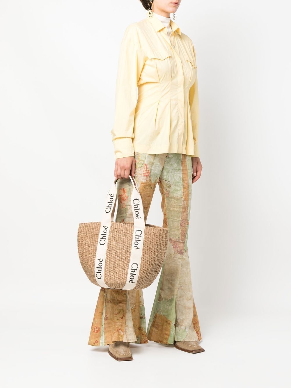 CHLOÉ Large Tote Handbag with Woody Logo Strap