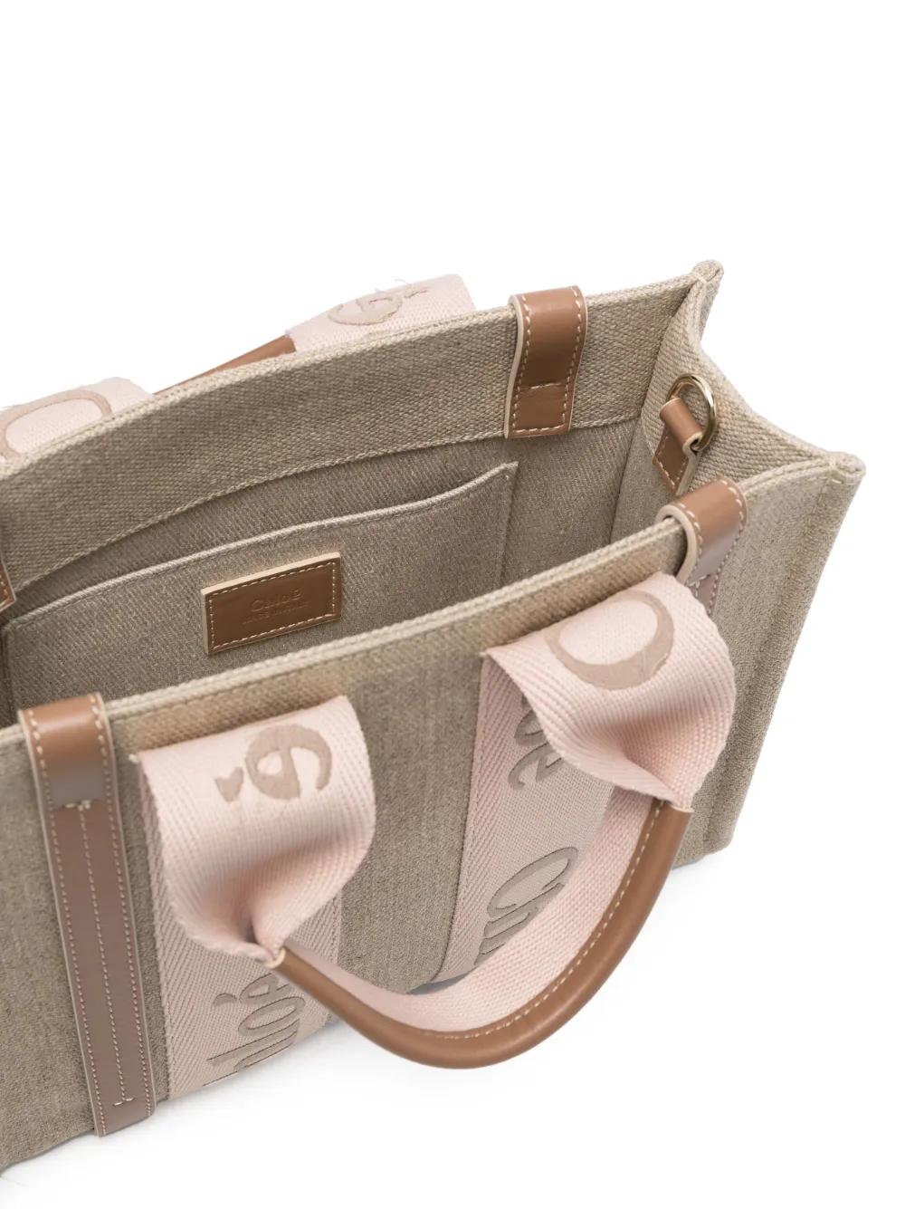 CHLOÉ Mini Canvas Handbag with Leather Details