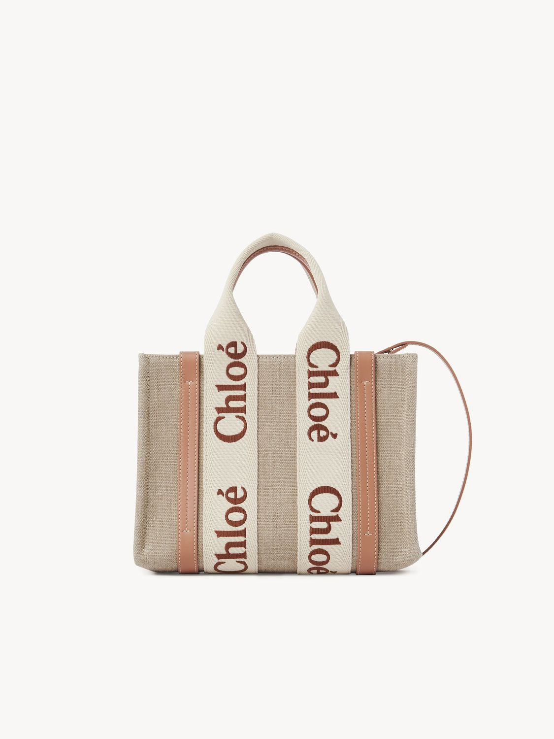 CHLOÉ Mini Multicolor Linen Shopping Handbag