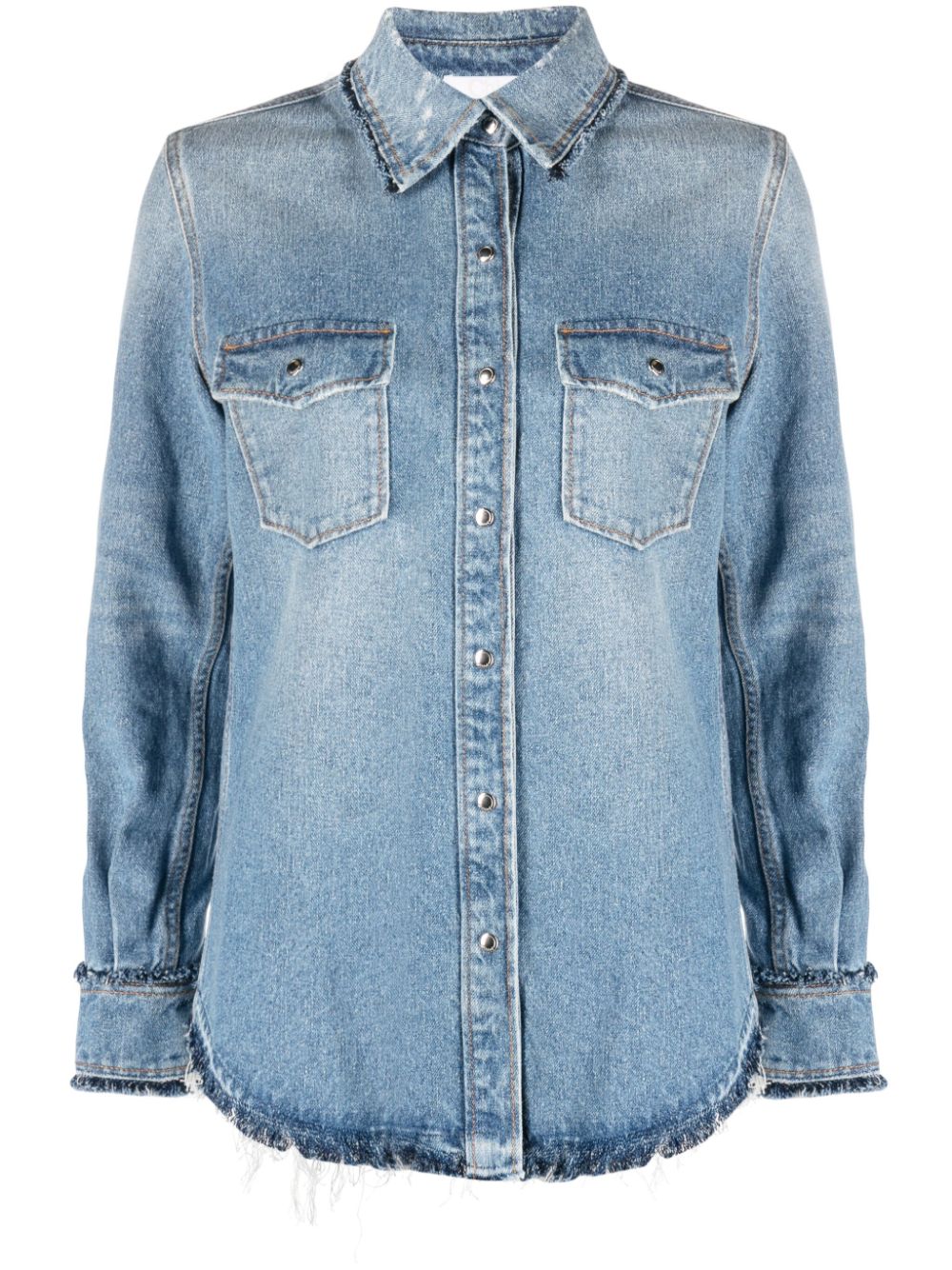 CHLOÉ Cotton Denim Shirt with Fringe Detail