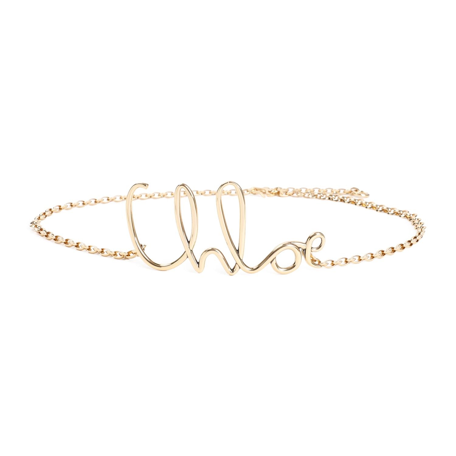 CHLOÉ Women's Metallic Brass Belt with Chain