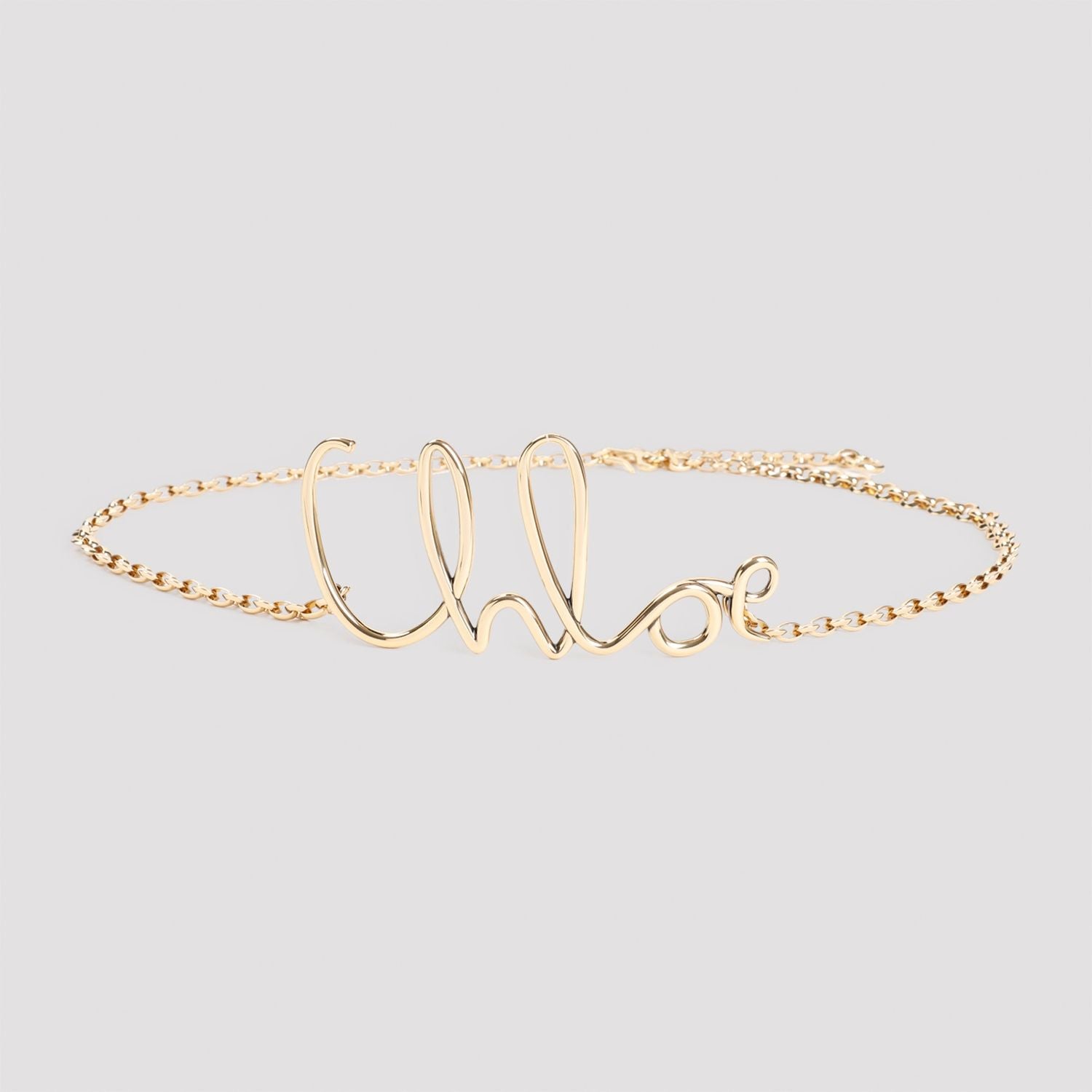 CHLOÉ Women's Metallic Brass Belt with Chain