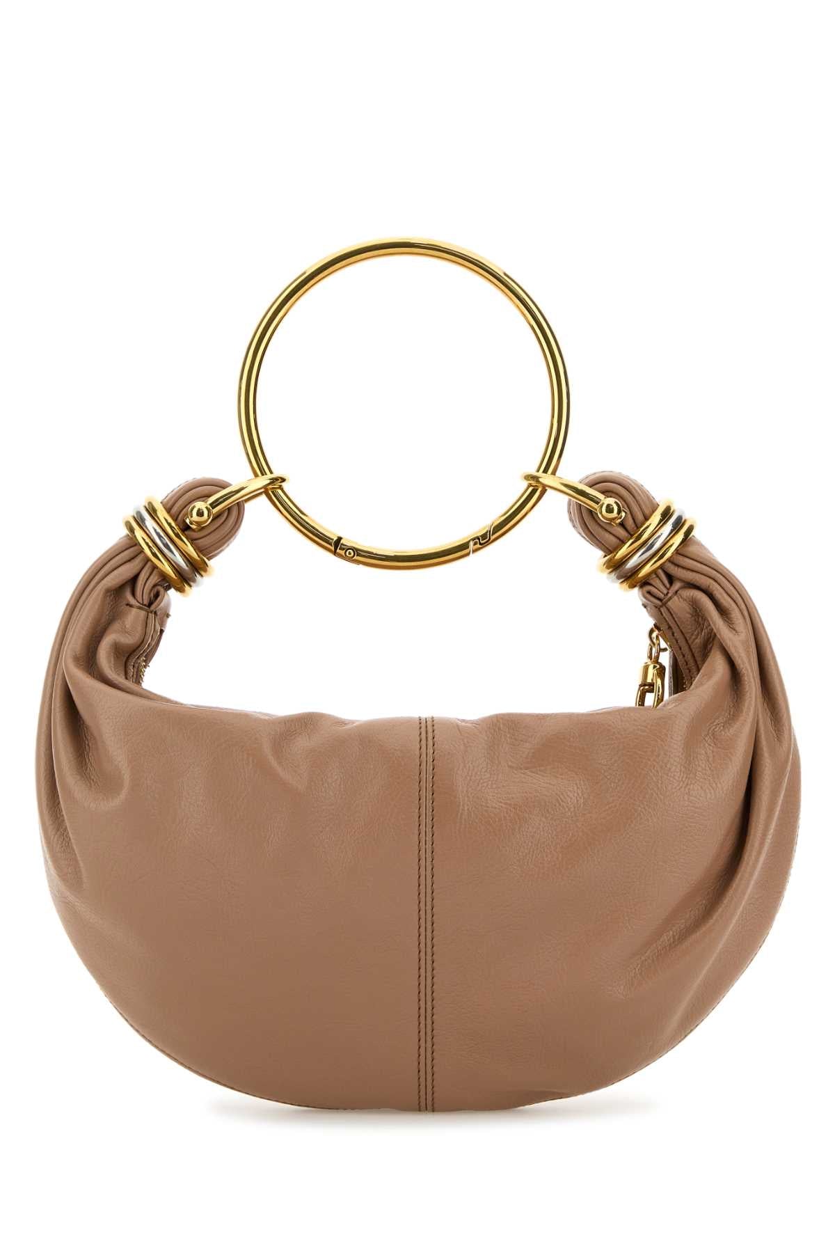 CHLOÉ Pebbled Leather Hobo Handbag with Top Handle - 32cm