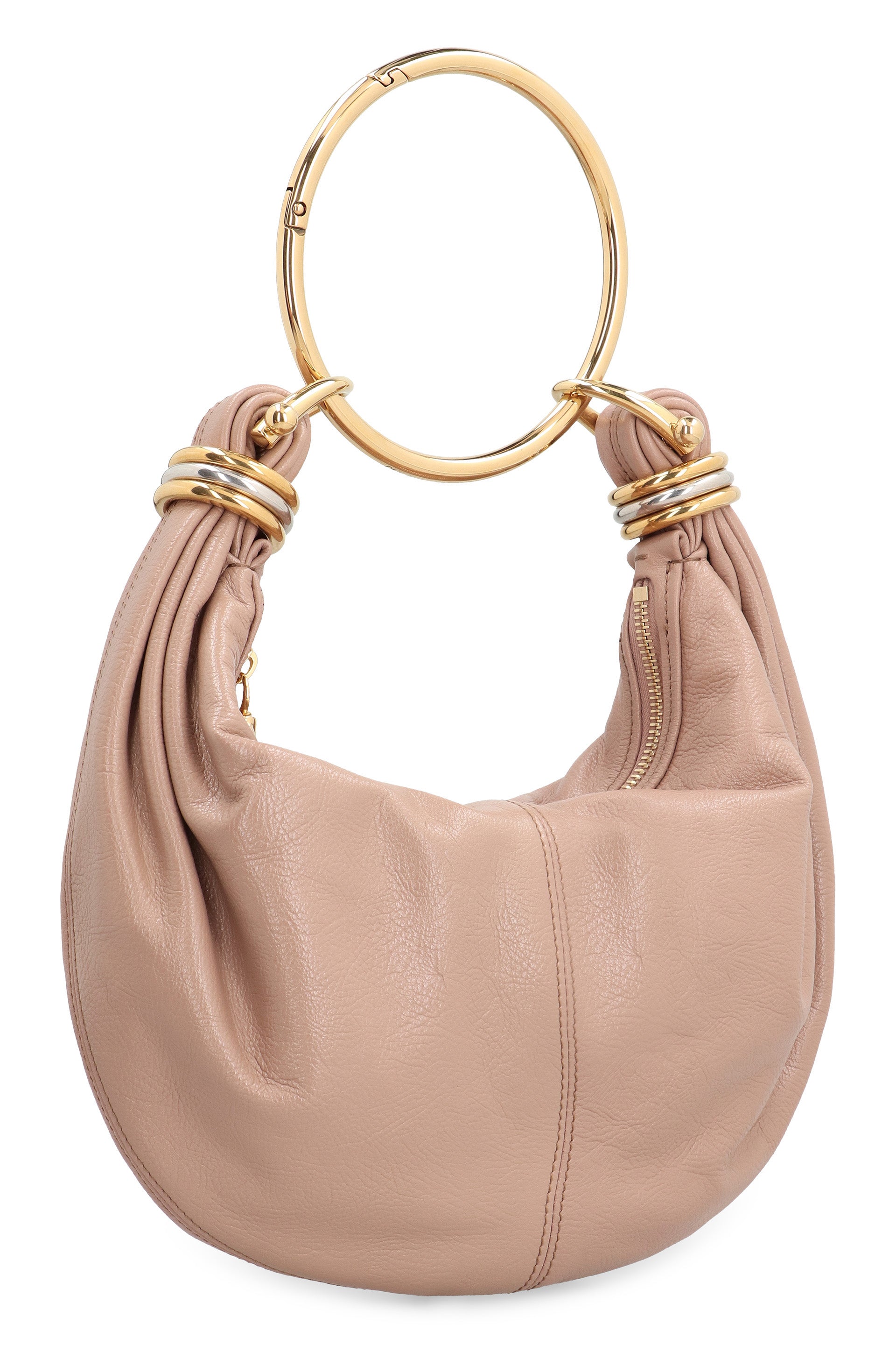 CHLOÉ Pebbled Leather Hobo Handbag with Top Handle - 32cm
