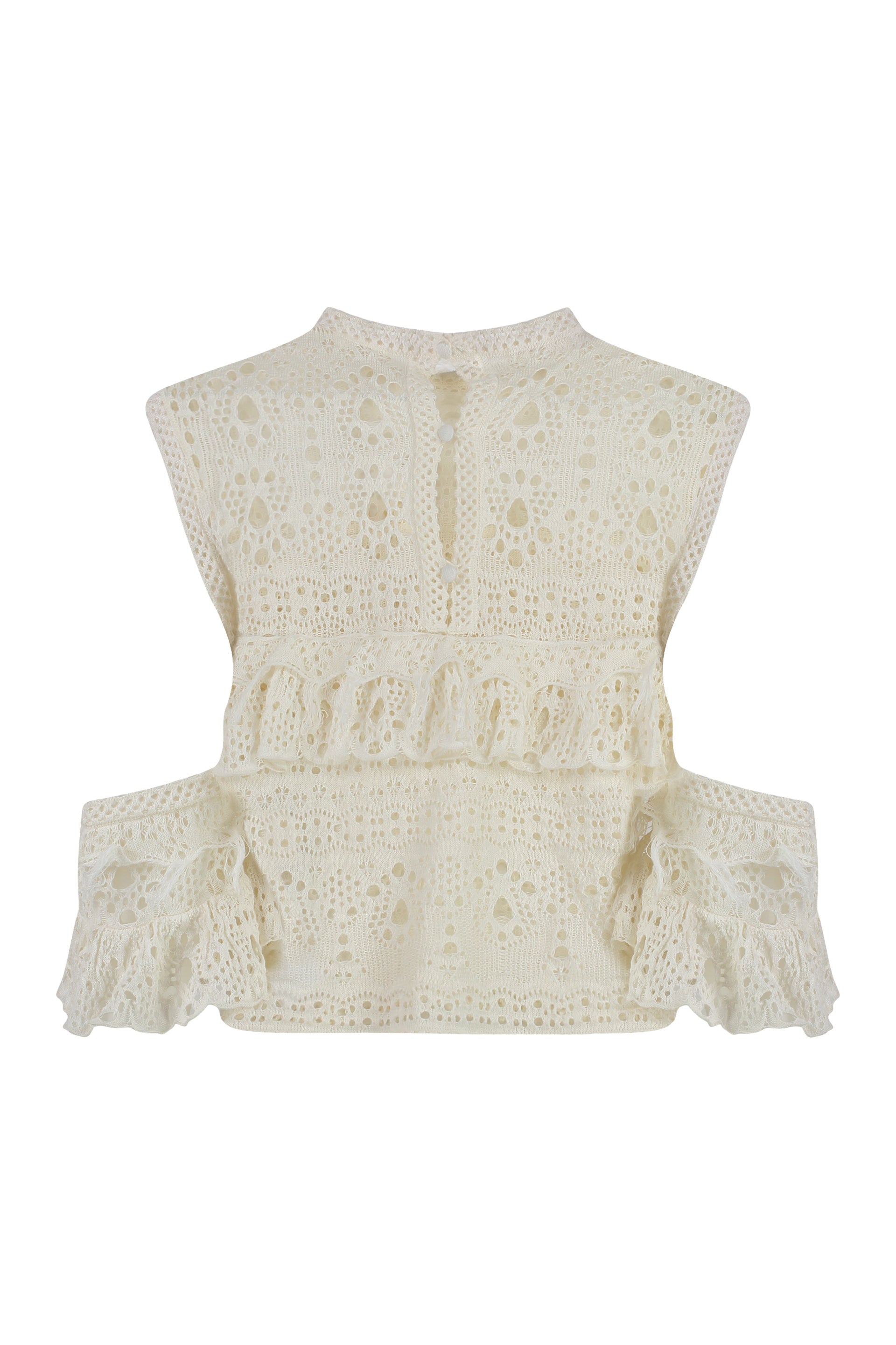CHLOÉ Crochet Knit Top with Decorative Ruffles for Women